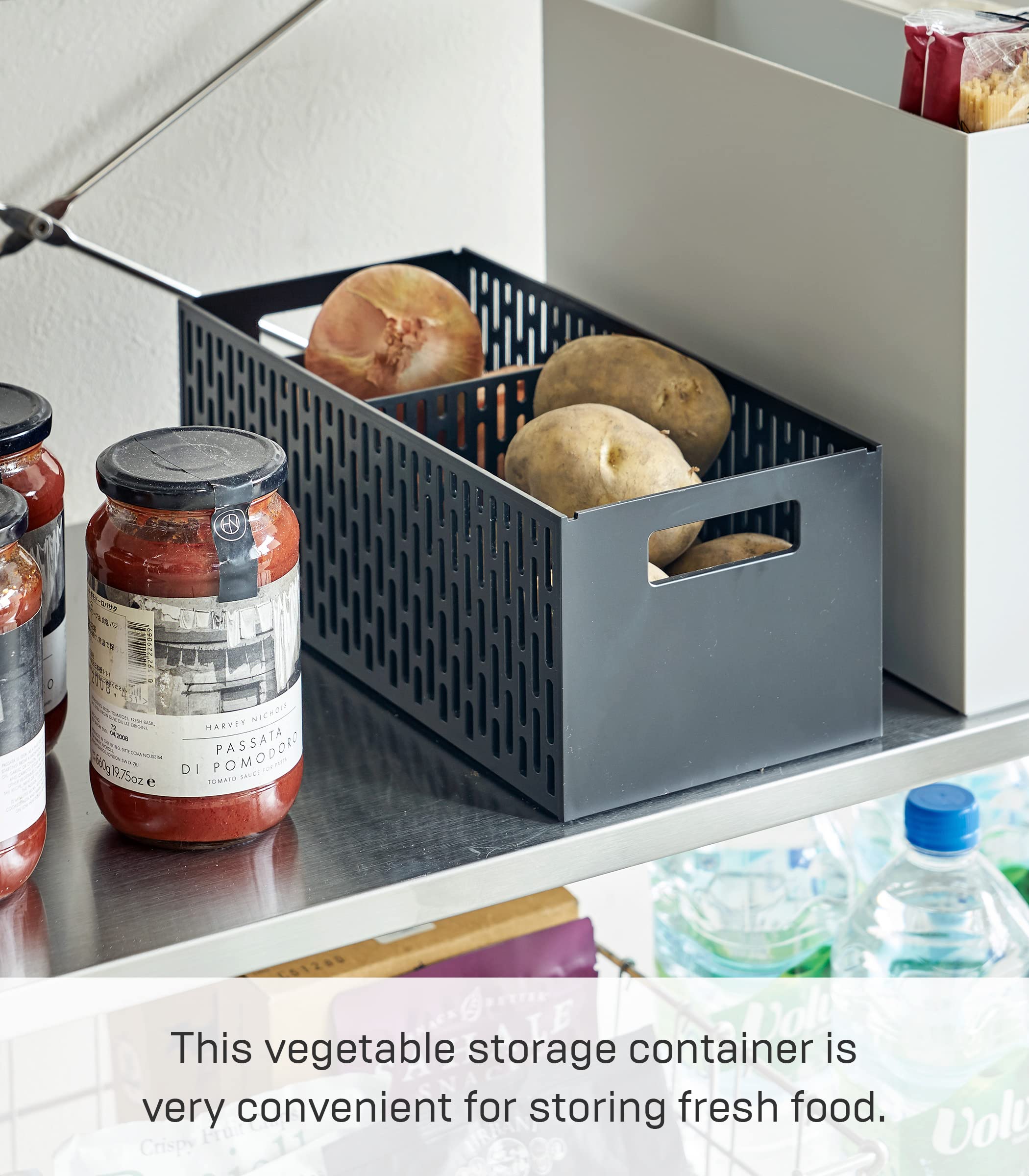 Yamazaki Home Stacking Baskets / Fruit Basket / Vegetable Basket Abs Plastic One Size Black
