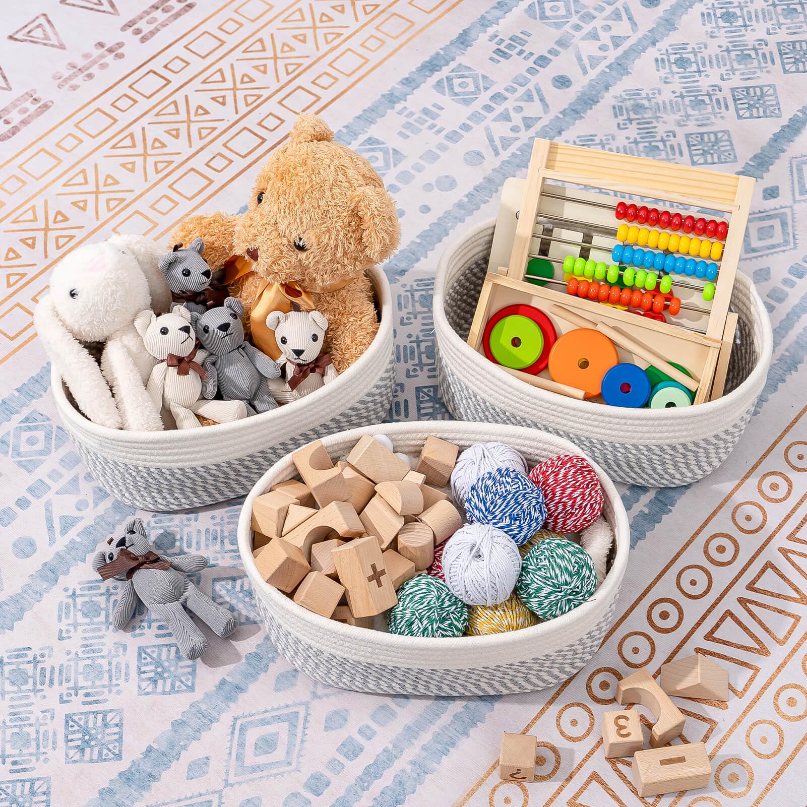 Cubesland Small Woven Storage Baskets For Shelves ,Closet Storage Bins For Shelves, Rope Baskets For Organizing, Baby Nursery To