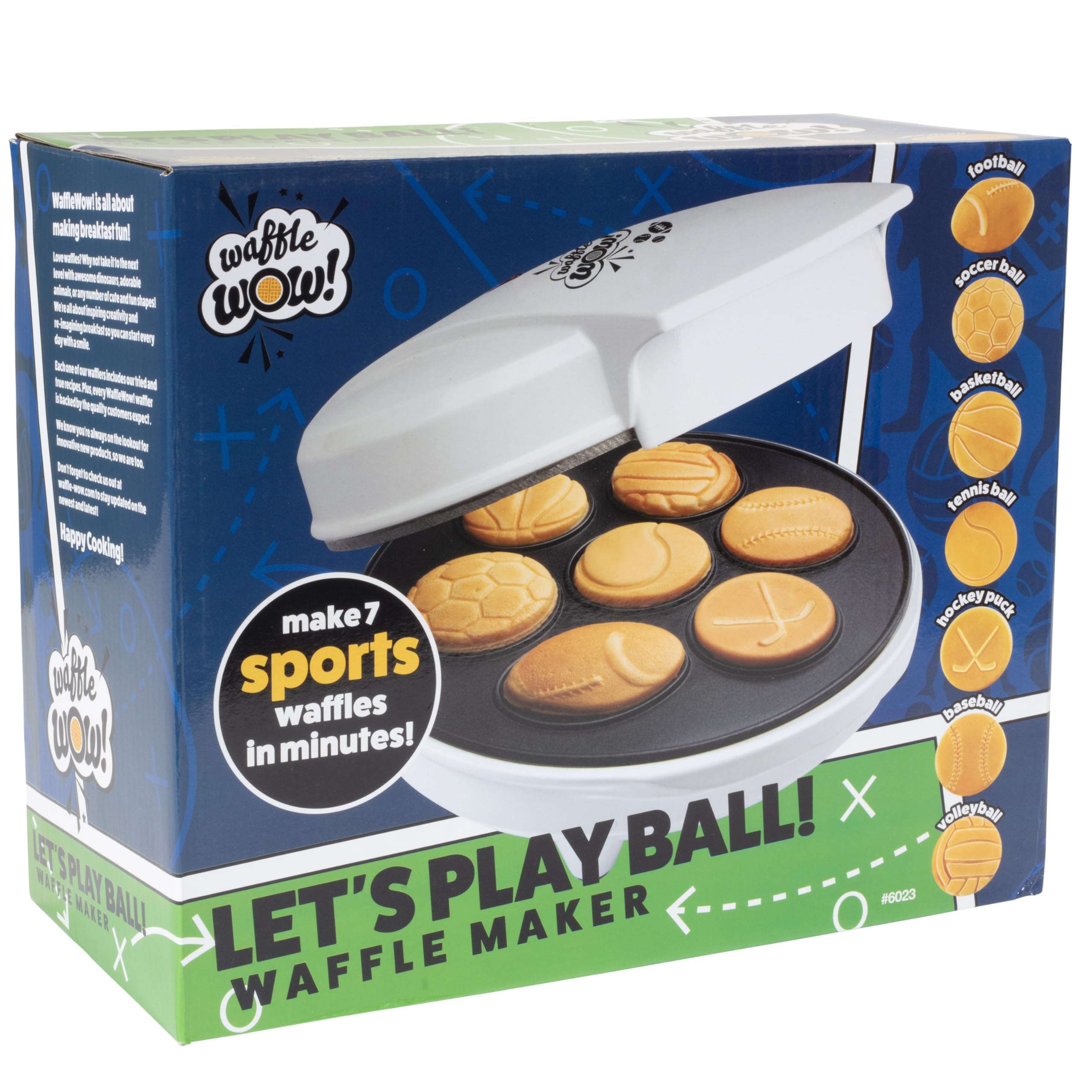 Sports Waffle Maker- Make Breakfast a Slam Dunk for Kids- Bakes 7 Themed Pancakes Including Football  Baseball  Basketball  Soccer  Tennis & More- Electric Nonstick Pan Cake Baker- Eat on the Go