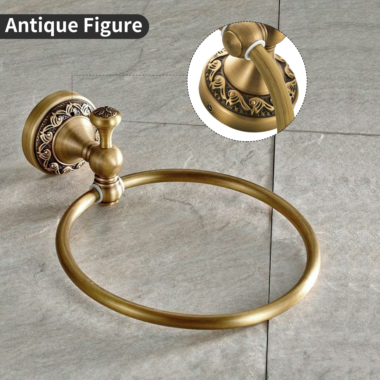 Leyden Brass Toilet Paper Holder,Antique Towel Ring Retro Hand Towel Holder Tissue Roll Paper Hanger Bathroom Accessories Wall M