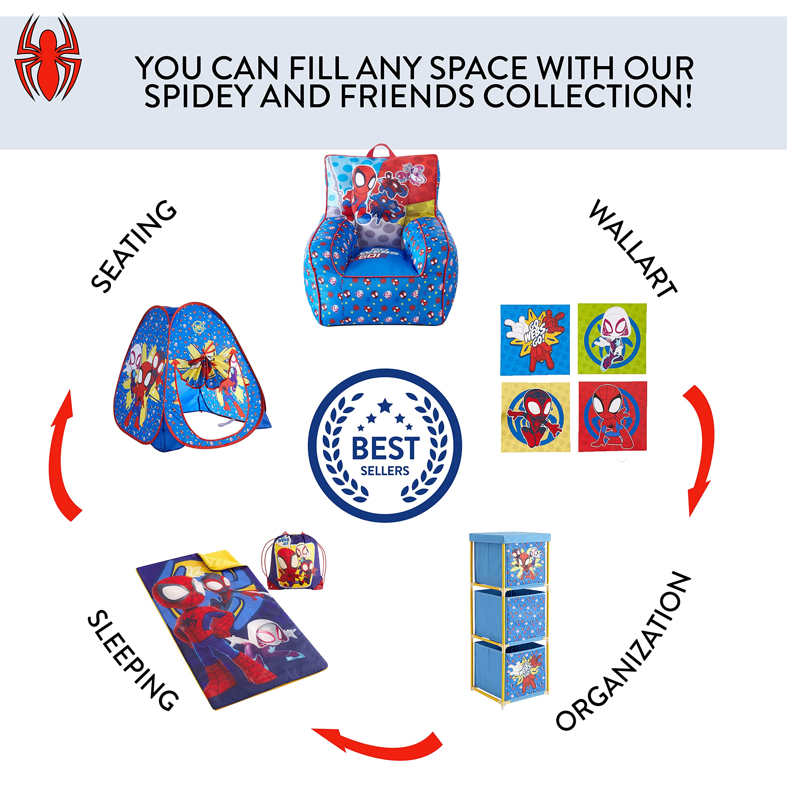 Disney Jr. Spidey and His Amazing Friends Pop Up Storage and Laundry Hamper, 21 H x 13.5 W X 13.5 L