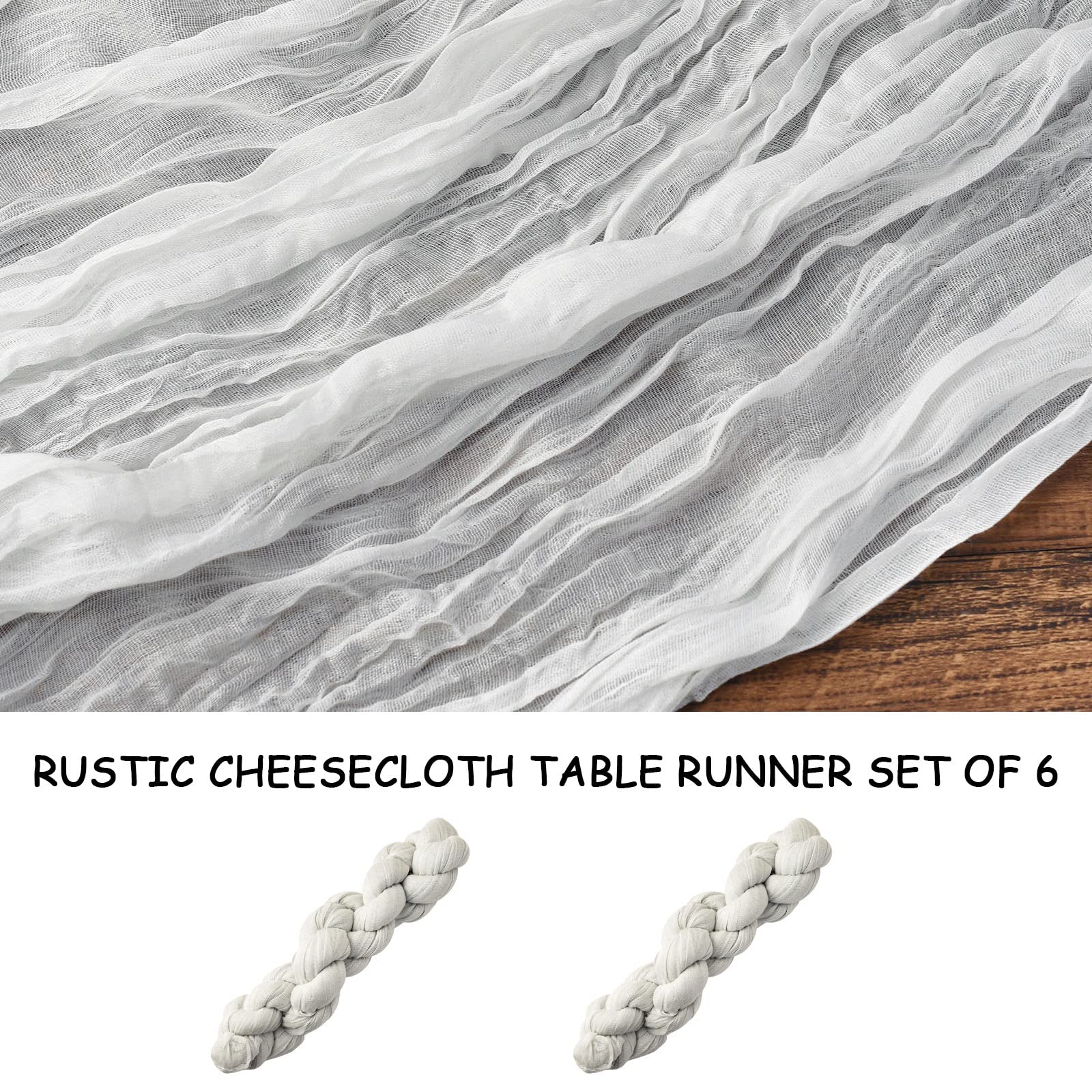 Icosamro White Cheesecloth Table Runner Set Of 2, 13Ft (36X157 Inch), Boho Cheese Gauze Cream Beige Decoration For Fall Thanksgi