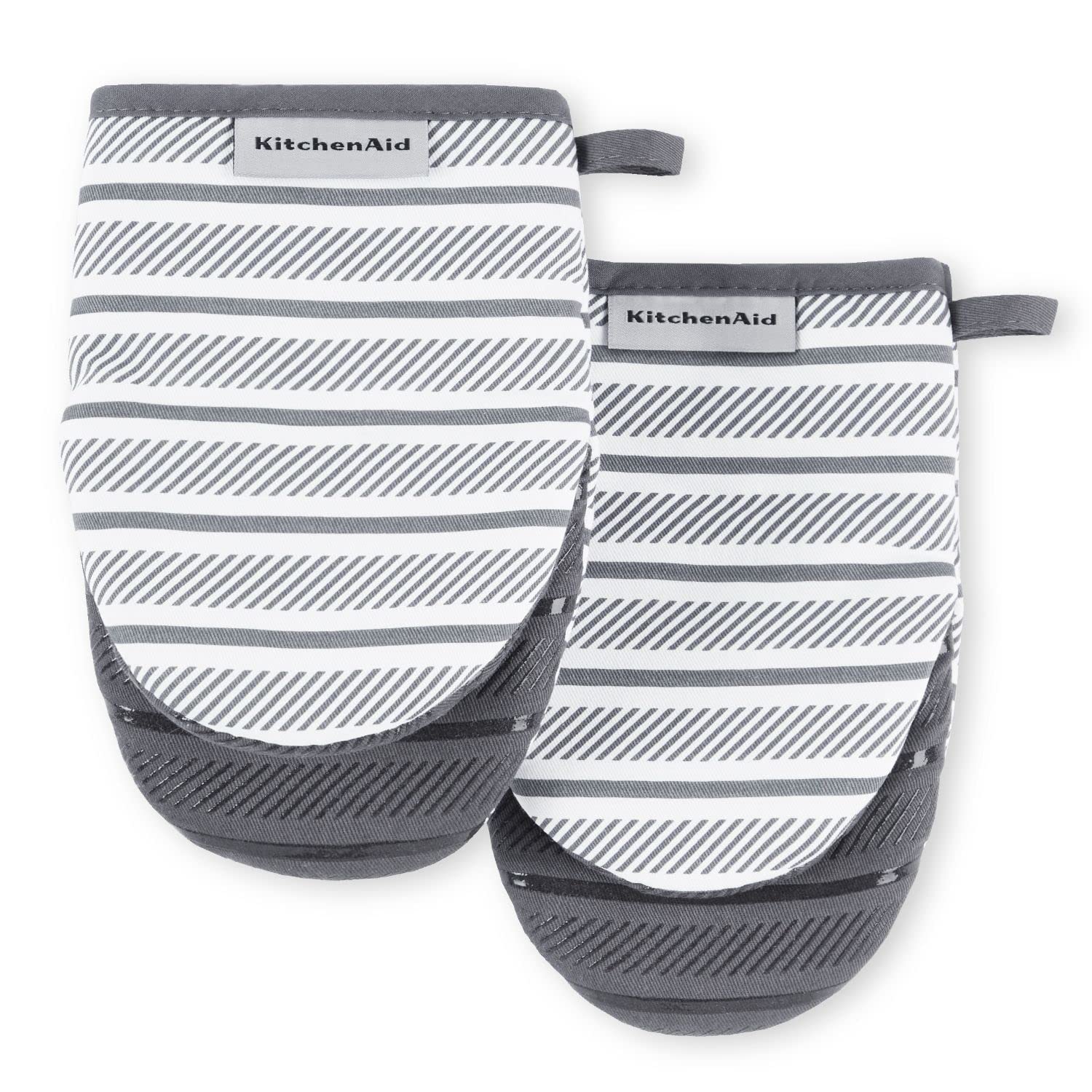 KitchenAid Albany Mini Oven Mitt 2-Pack Set, Charcoal Grey, 5.5x8