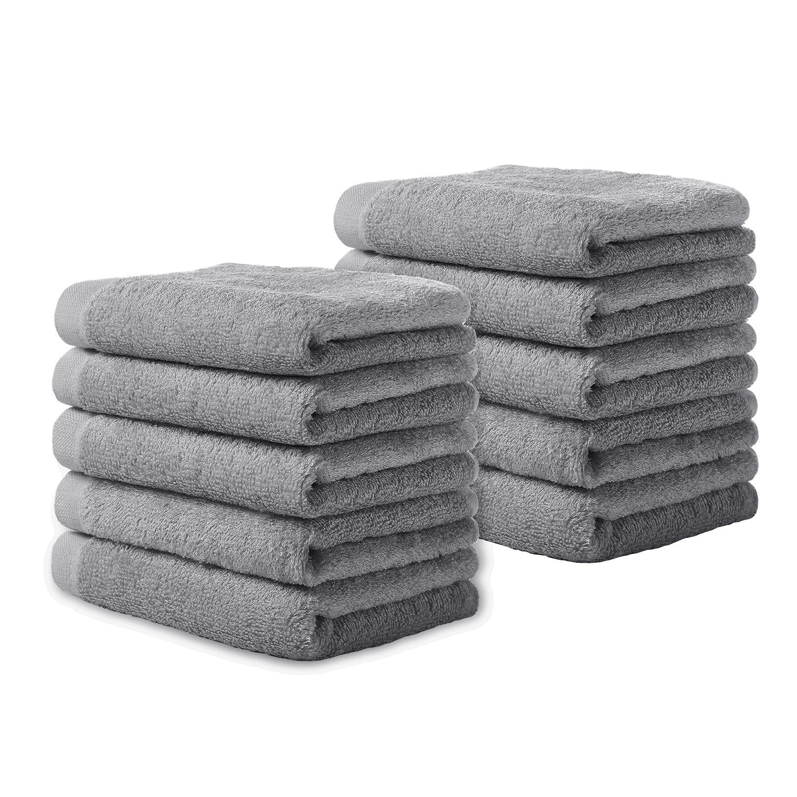 Yoofoss Luxury Bamboo Washcloths Towel Set 10 Pack Baby Wash Cloth For Bathroom-Hotel-Spa-Kitchen Multi-Purpose Fingertip Towels
