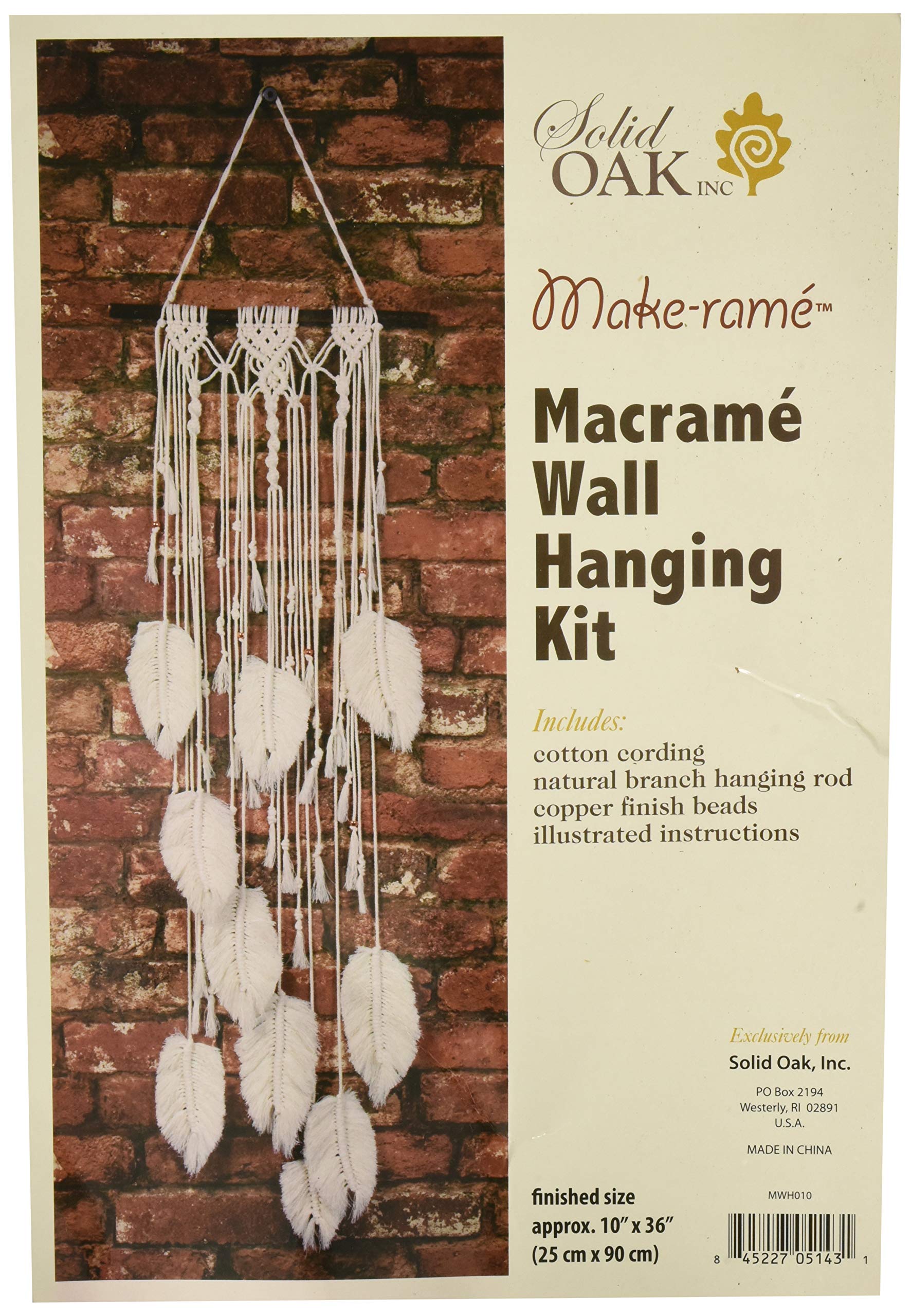 Solid Oak Macrame Wall Hanging Feather