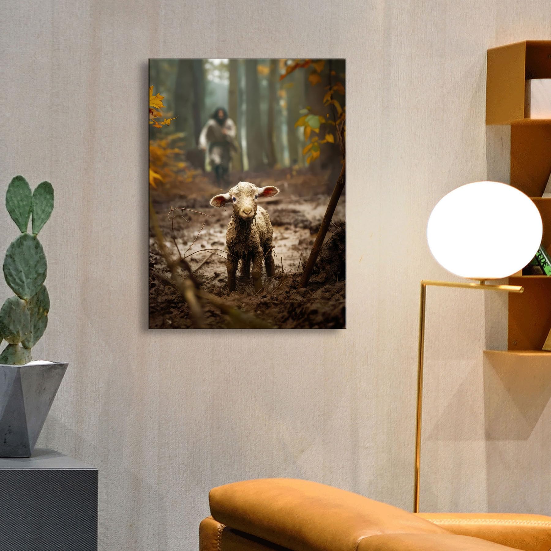 Ploceiny Christian Gifts For Women-Men,Jesus Canvas Home Decor For Prayer Room Christmas Decorations Jesus Running After Lost La