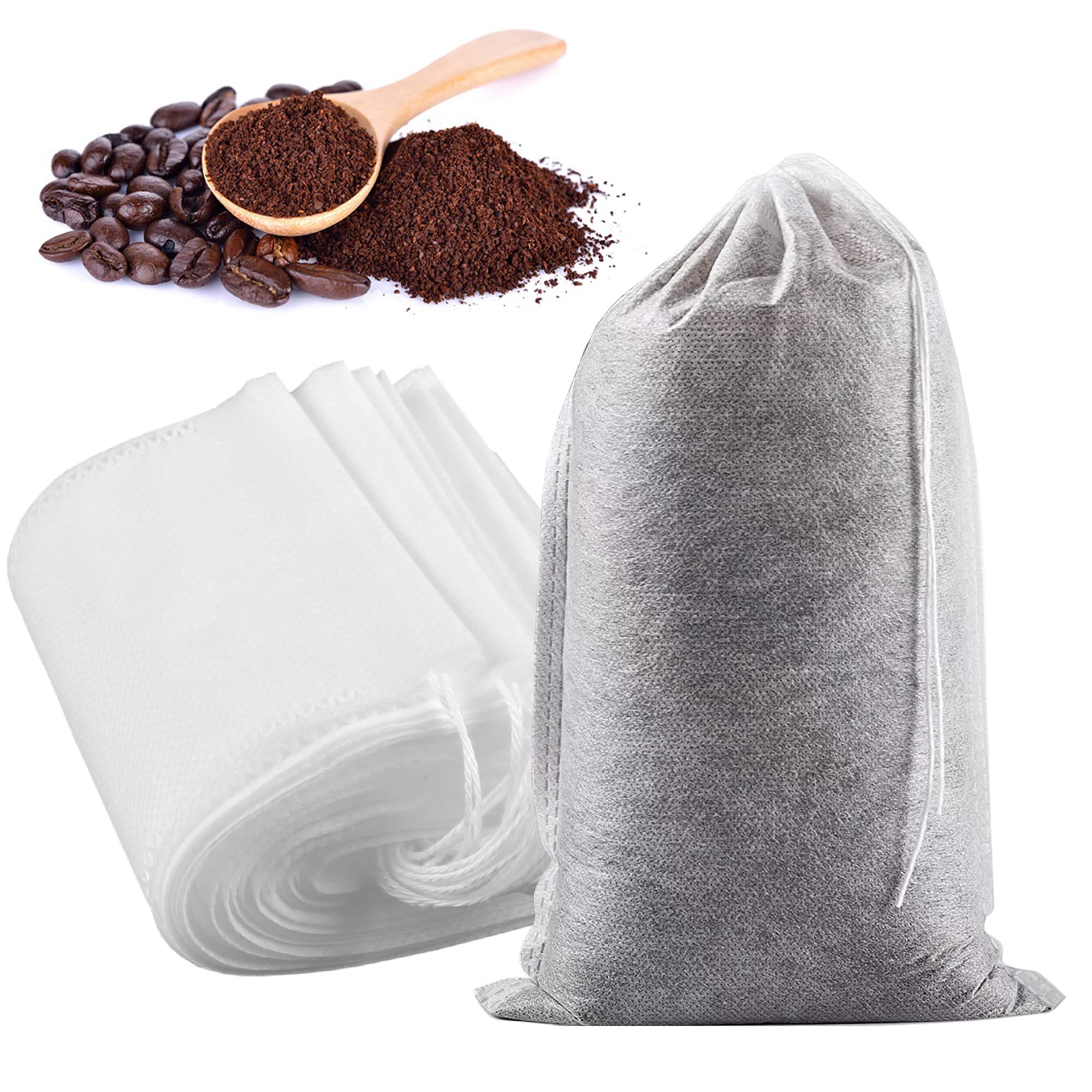 Yzurbu 200Pcs Cold Brew Coffee Filter Bags, 4       X 6 ' ' No Mess Disposable Filter Bag With Drawstring For Coffee Grounds & I