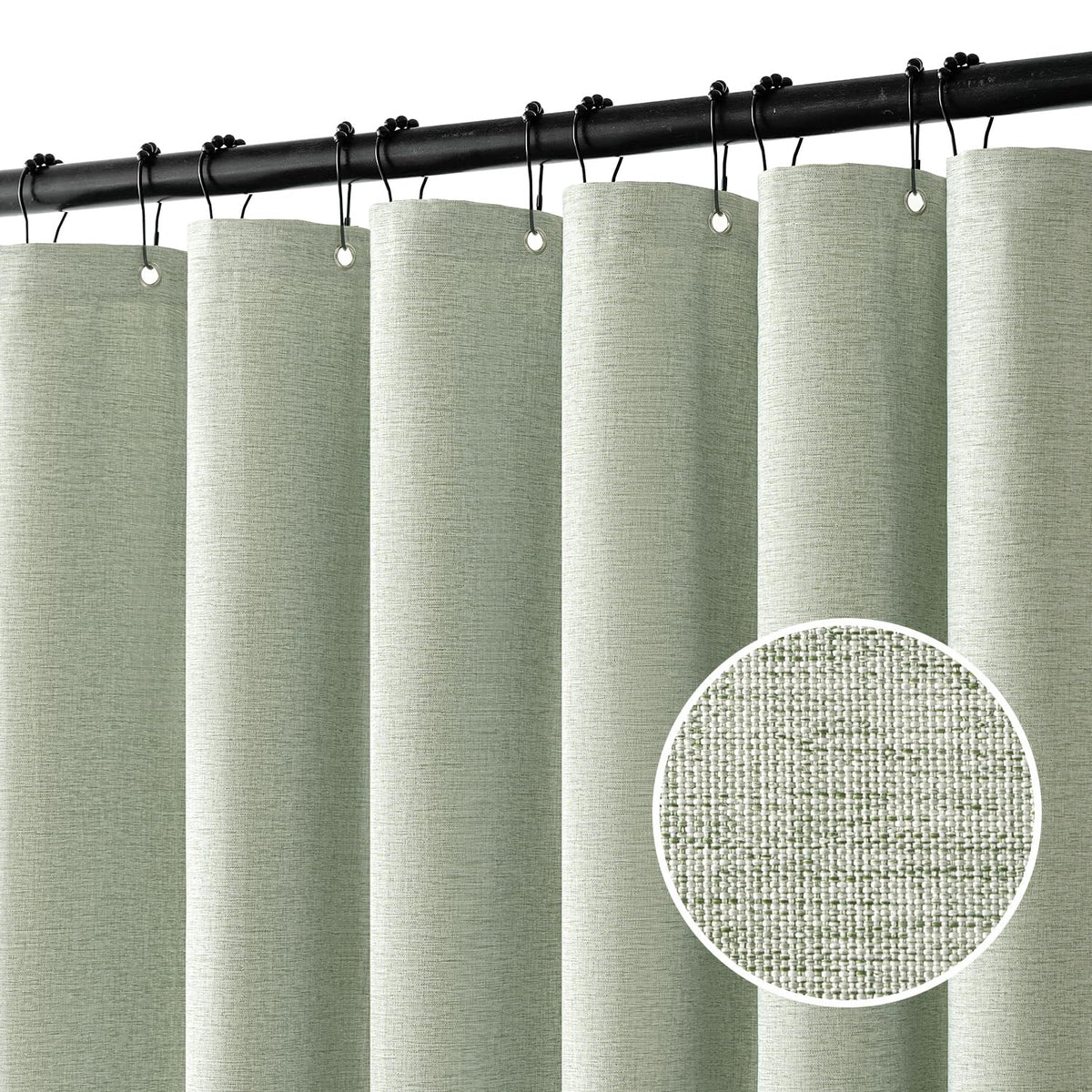 Miulee Stall Linen Spring Shower Curtain With 12 Metal Hooks Small Heavy Duty Washable Fabric Curtain Set Waterproof Narrow Thic