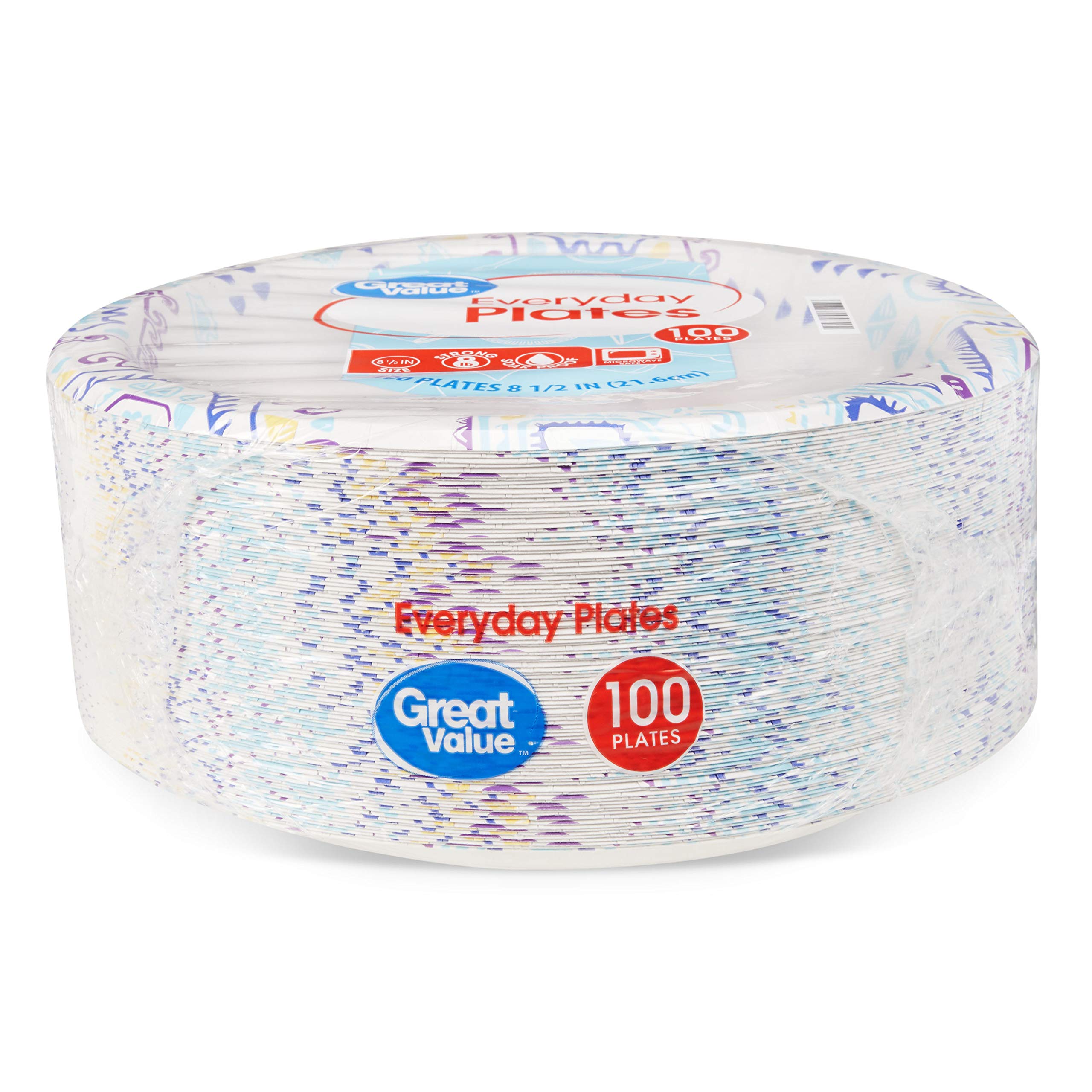 Great Value Heavy Duty Party Paper Plates, 100 ct, Multicolor, Model NBTFA7V, Premium Quality