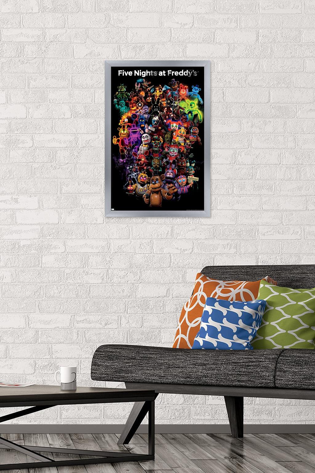 Trends International Five Nights At Freddy'S: Special Delivery - Collage Wall Poster, 14.72'' X 22.37'', Silver Framed Version