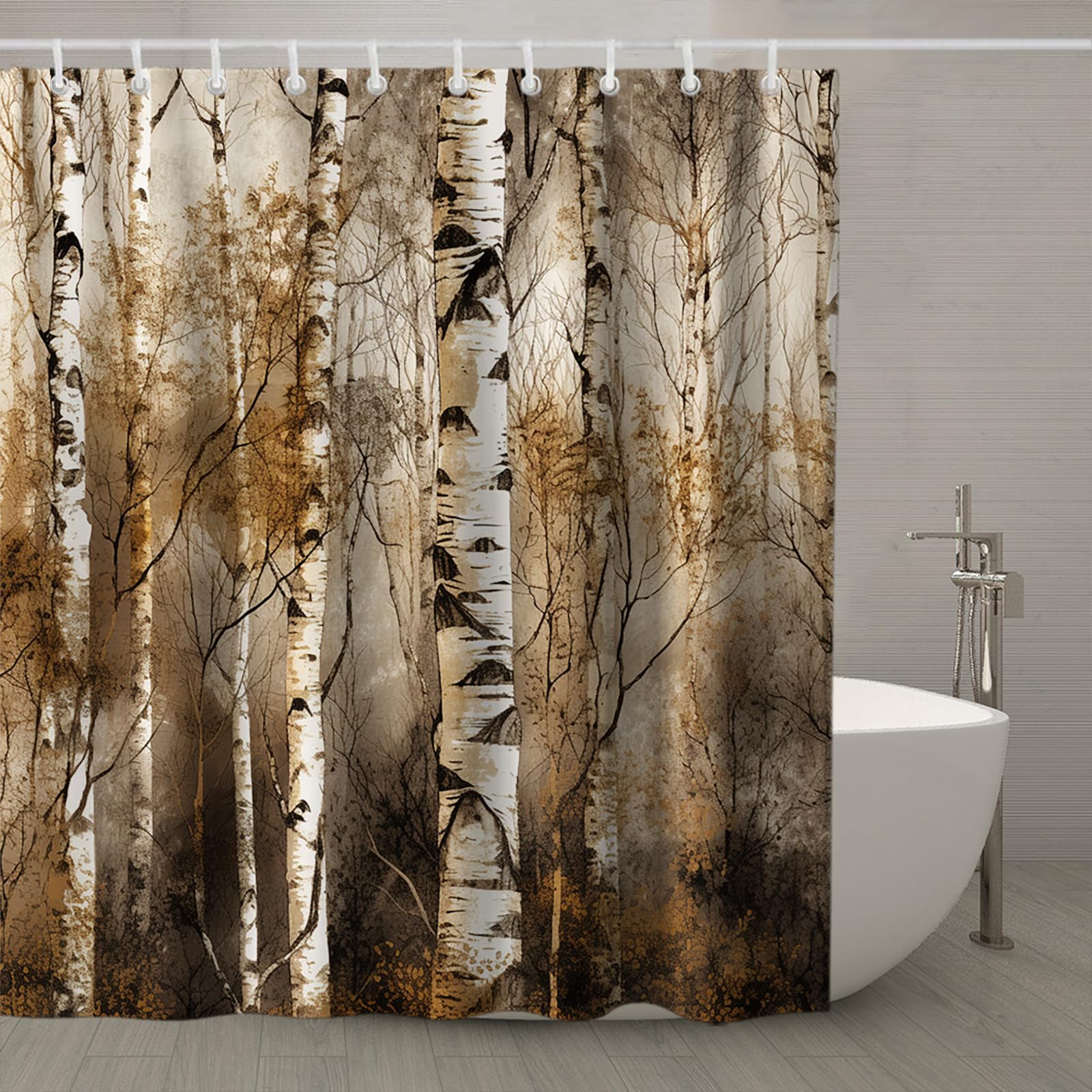 Theblackspot Birch Tree Shower Curtain Sets Rustic Bath Curtains Bathroom Decor Sets Grommet With Hooks 60W X 72H Inches