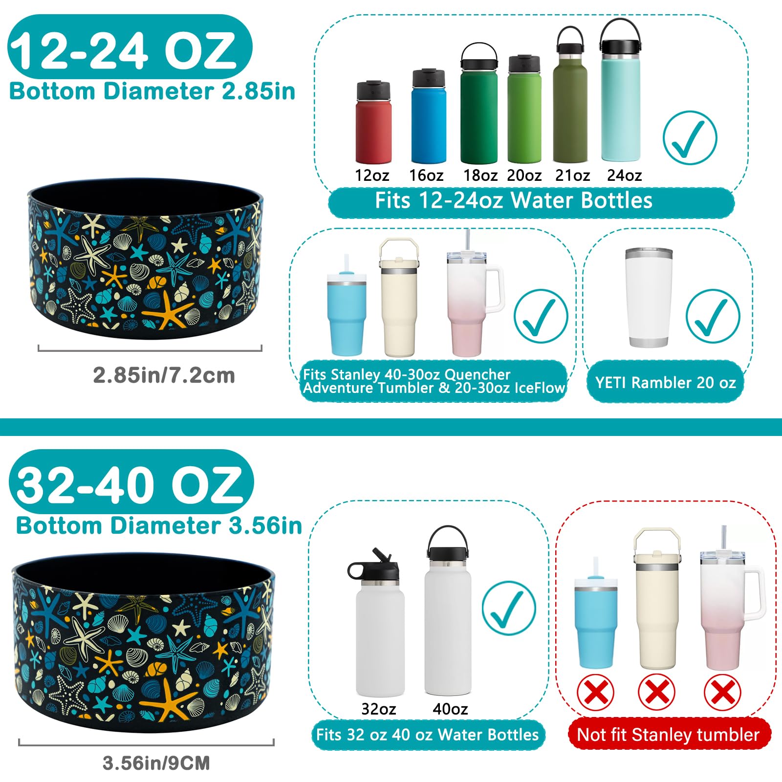 Heyskay Protective Flask Silicone Boot Cover Base 32Oz 40Oz For Hydro Flask Water Bottle Accessories Yeti, Takeya,Mira, Iron Fla