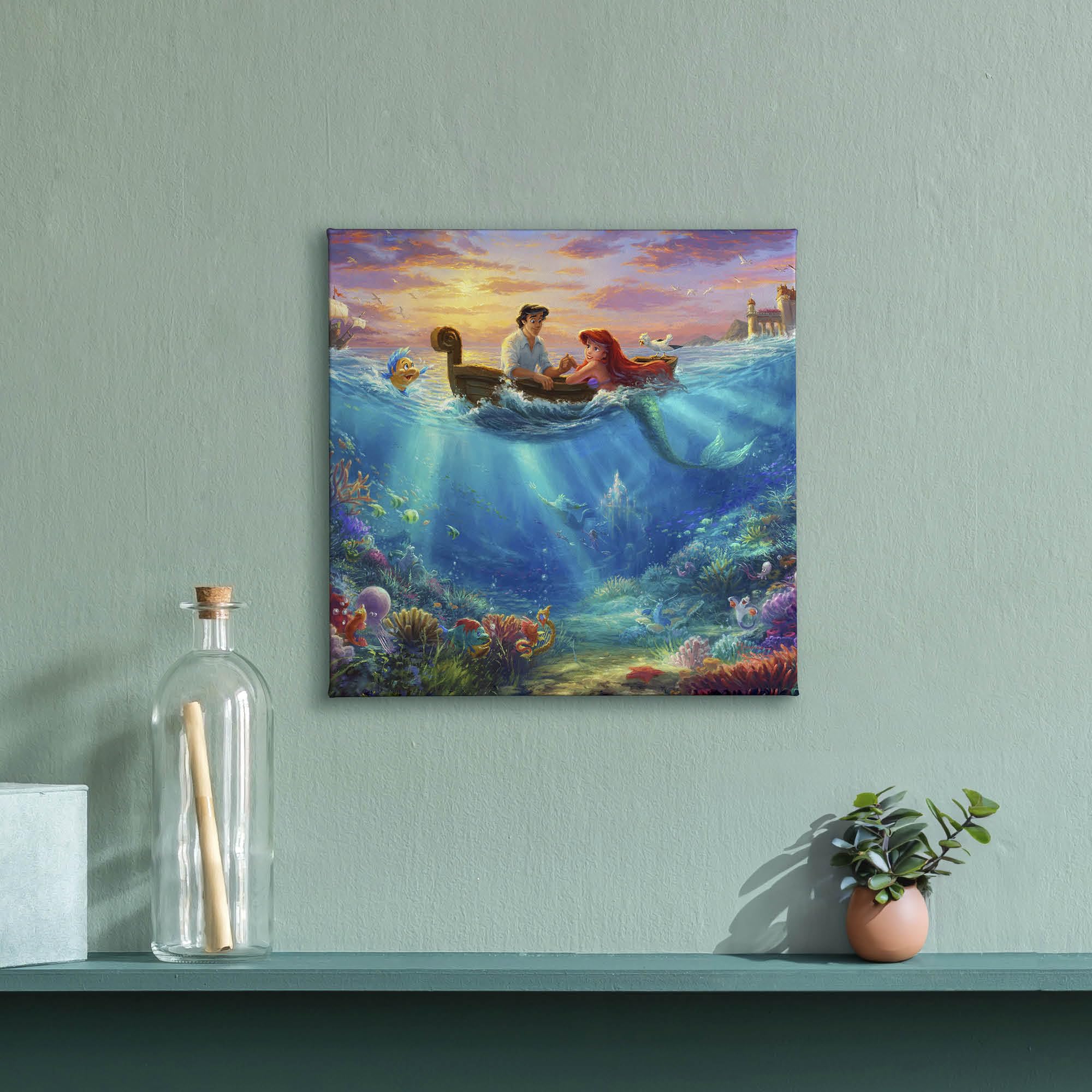 Thomas Kinkade Disney The Little Mermaid (Little Mermaid Falling In Love, 14'' X 14'')