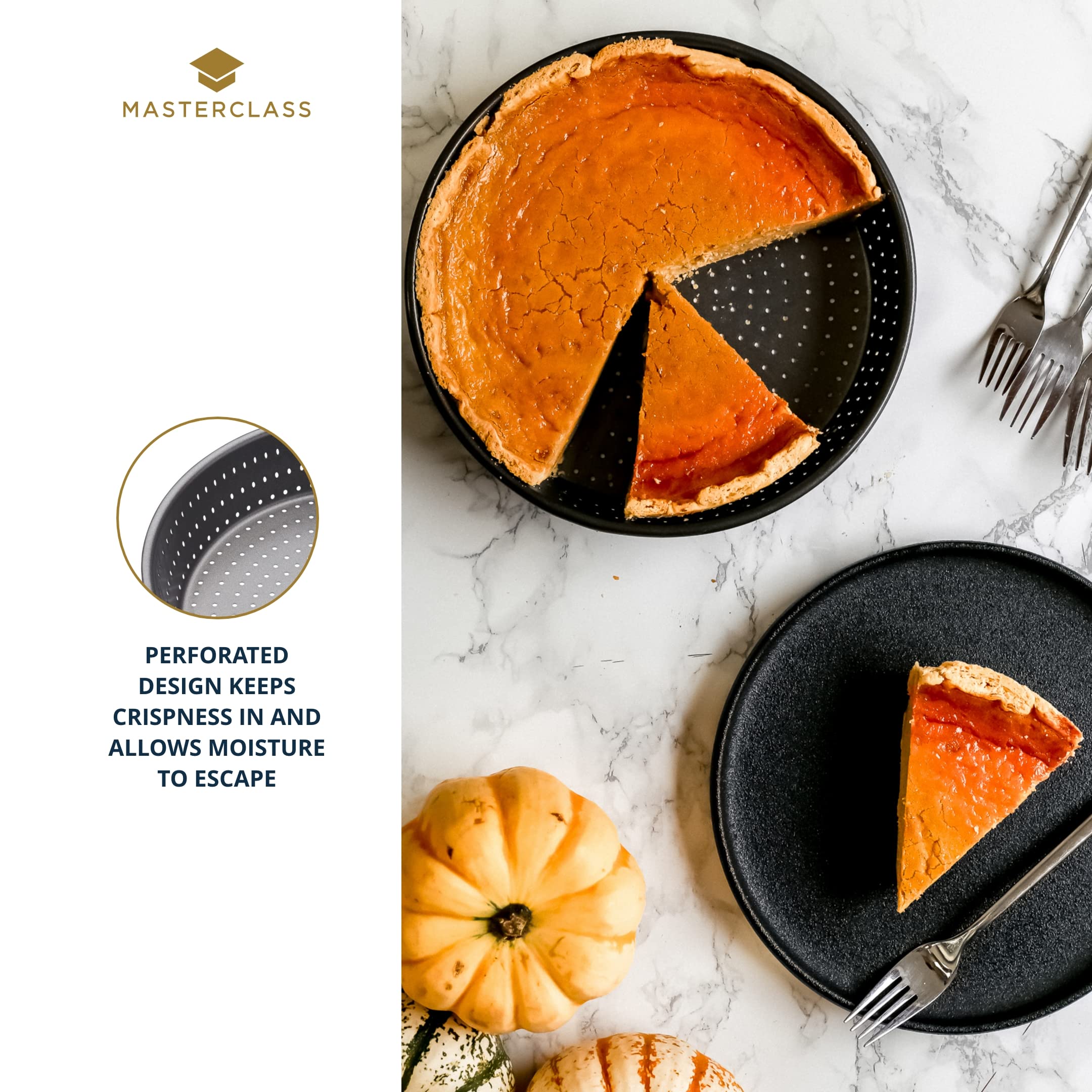 Masterclass Master Class Crusty Bake Non-Stick 23Cm Fluted Round Flan/Quiche Tin, Grey