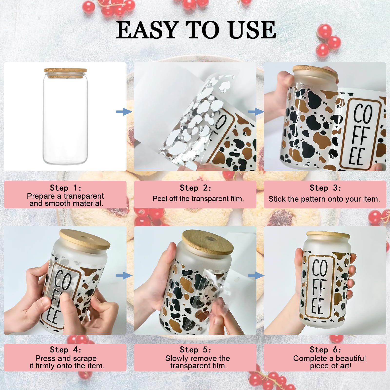 Coffee Uv Dtf Cup Wrap - 12+2 Cafecito Y Chisme Uv Dtf Cup Wraps Transfer Stickers For 16 Oz Glass, Waterproof Puerquito Coffee