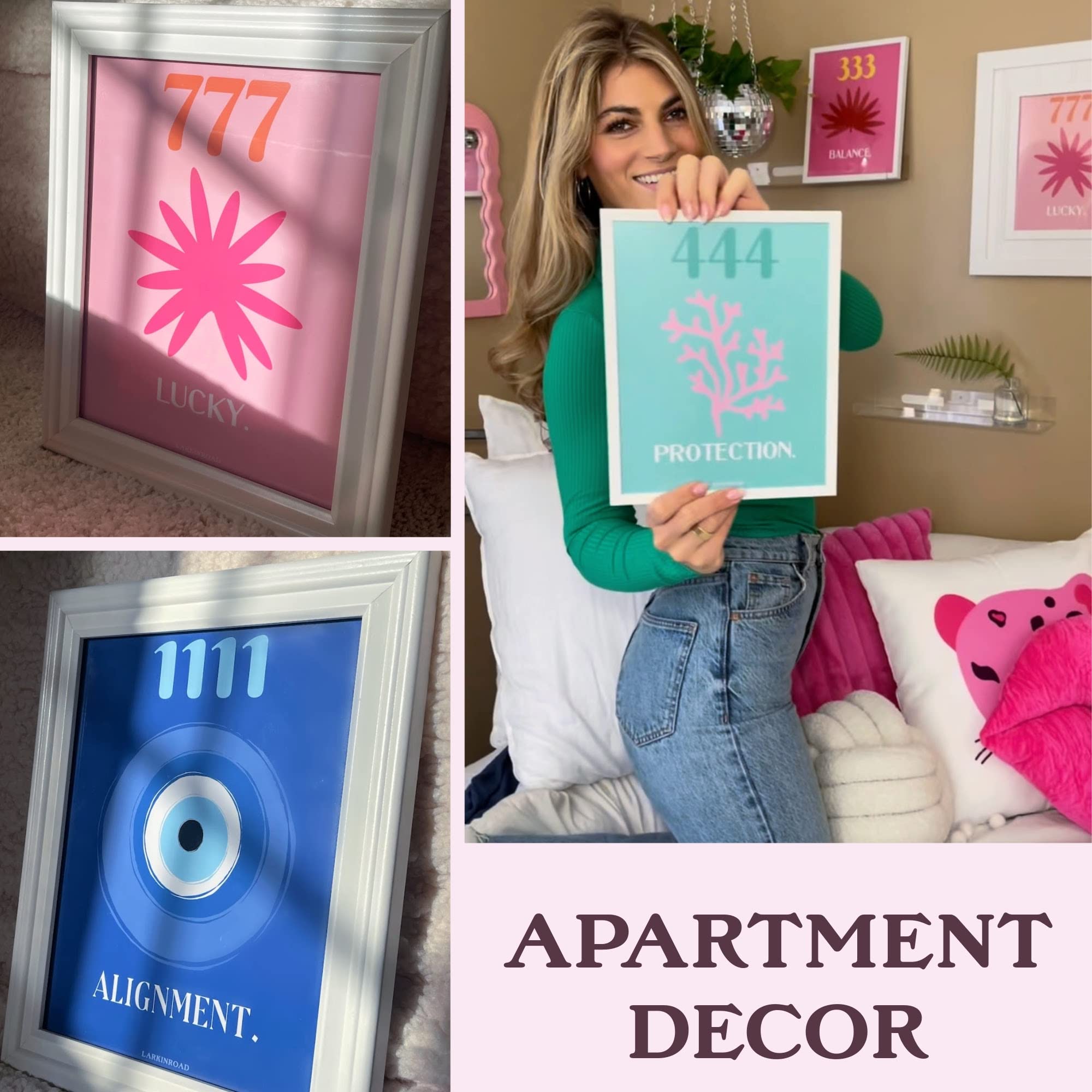 Larkinroad 6 Pack Angel Number Aura Preppy Poster - Aesthetic Wall Prints Aura Posters For Bedroom - Preppy Wall Art Posters - A