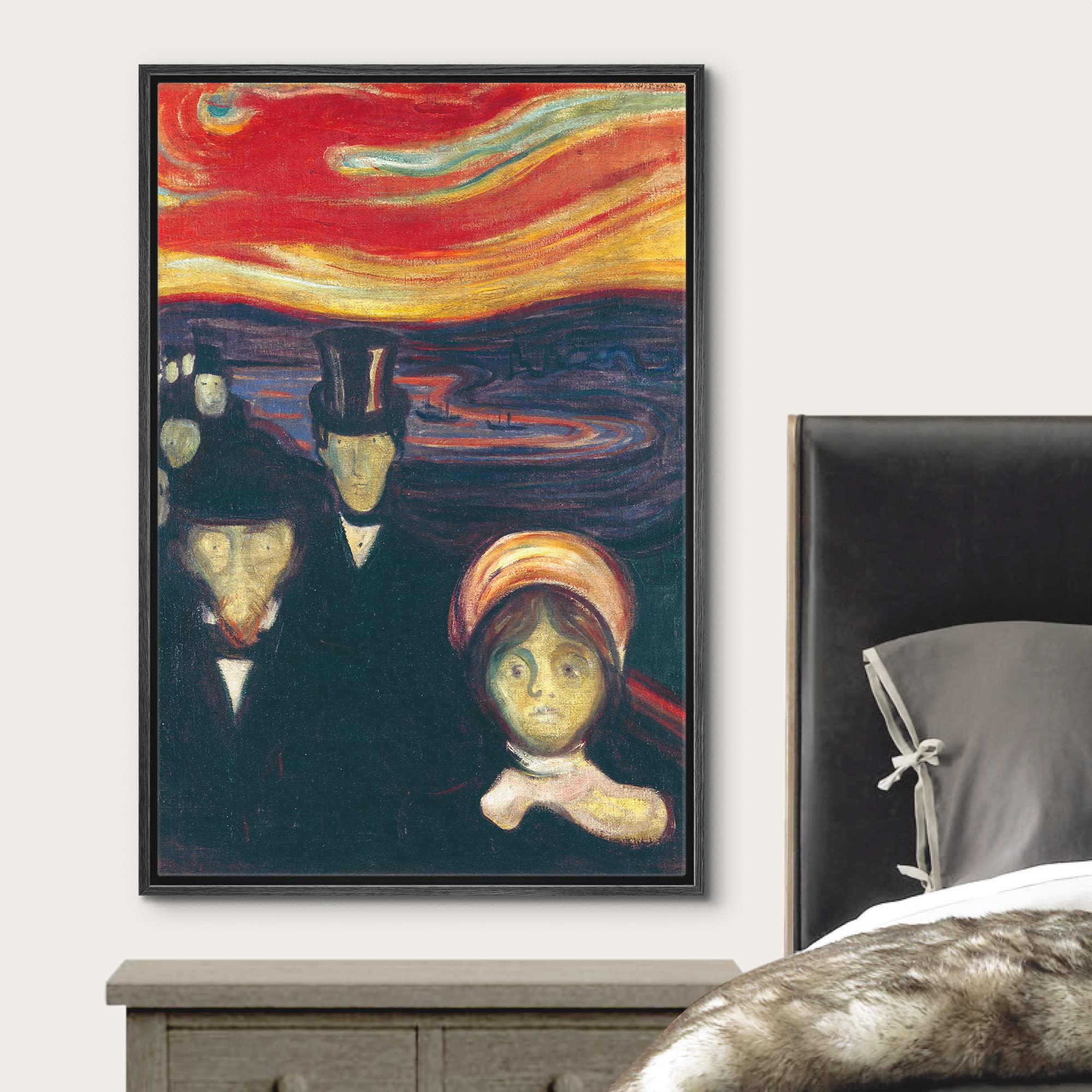 Wall26 Framed Canvas Print Wall Art Anxiety By Edvard Munch People Historic Illustrations Fine Art Traditional Scenic Colorful D
