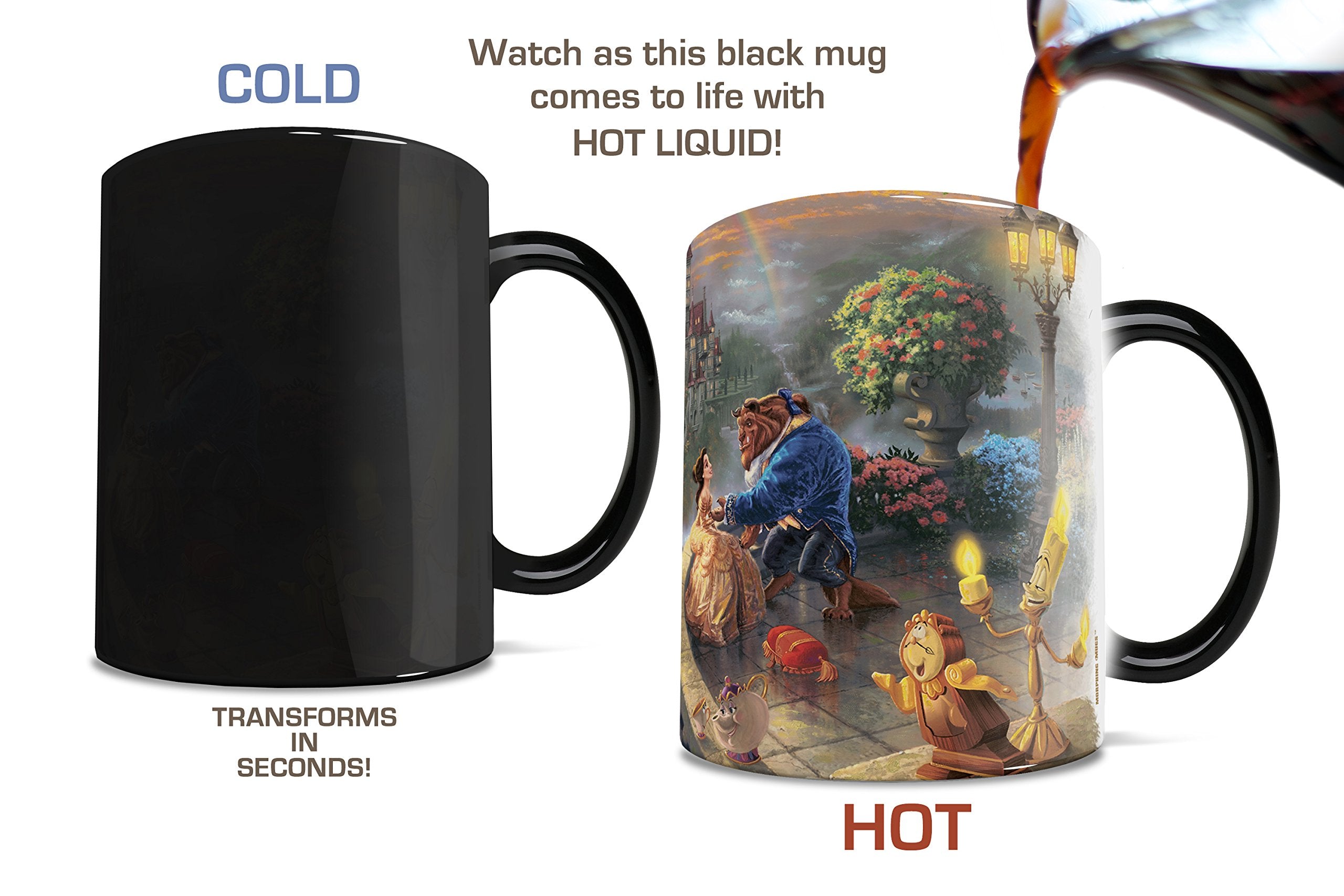 Thomas Kinkade's ''Beauty and the Beast Falling In Love'' Morphing Ceramic Mugs,11 ounces