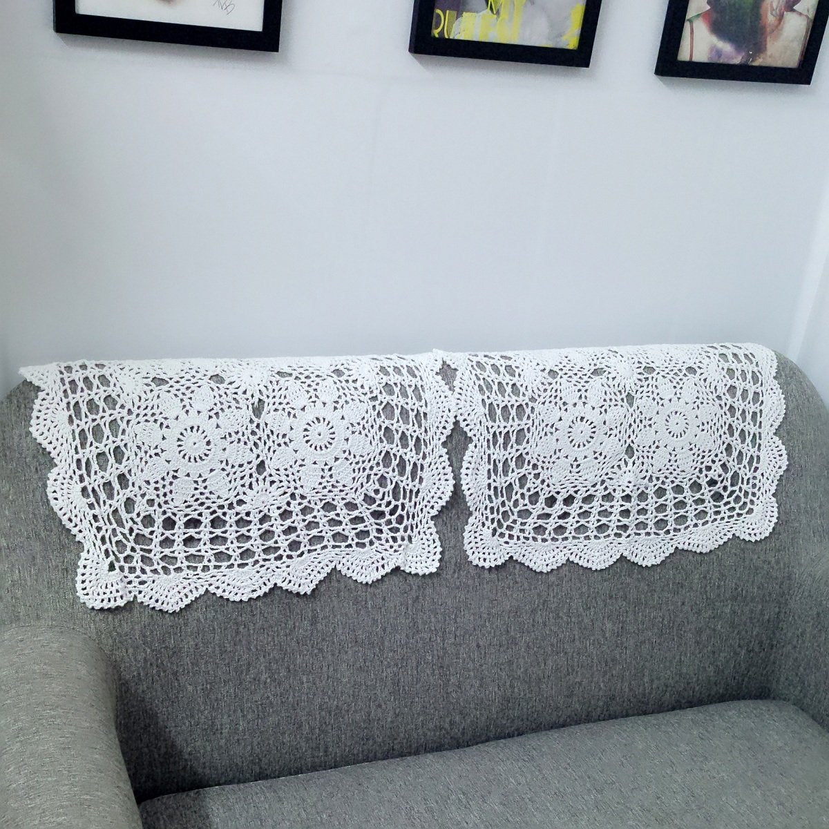 Laivigo Handmade Crochet Cotton Lace Tablecloth Placemats Doilies Doily Square,19 Inch,White