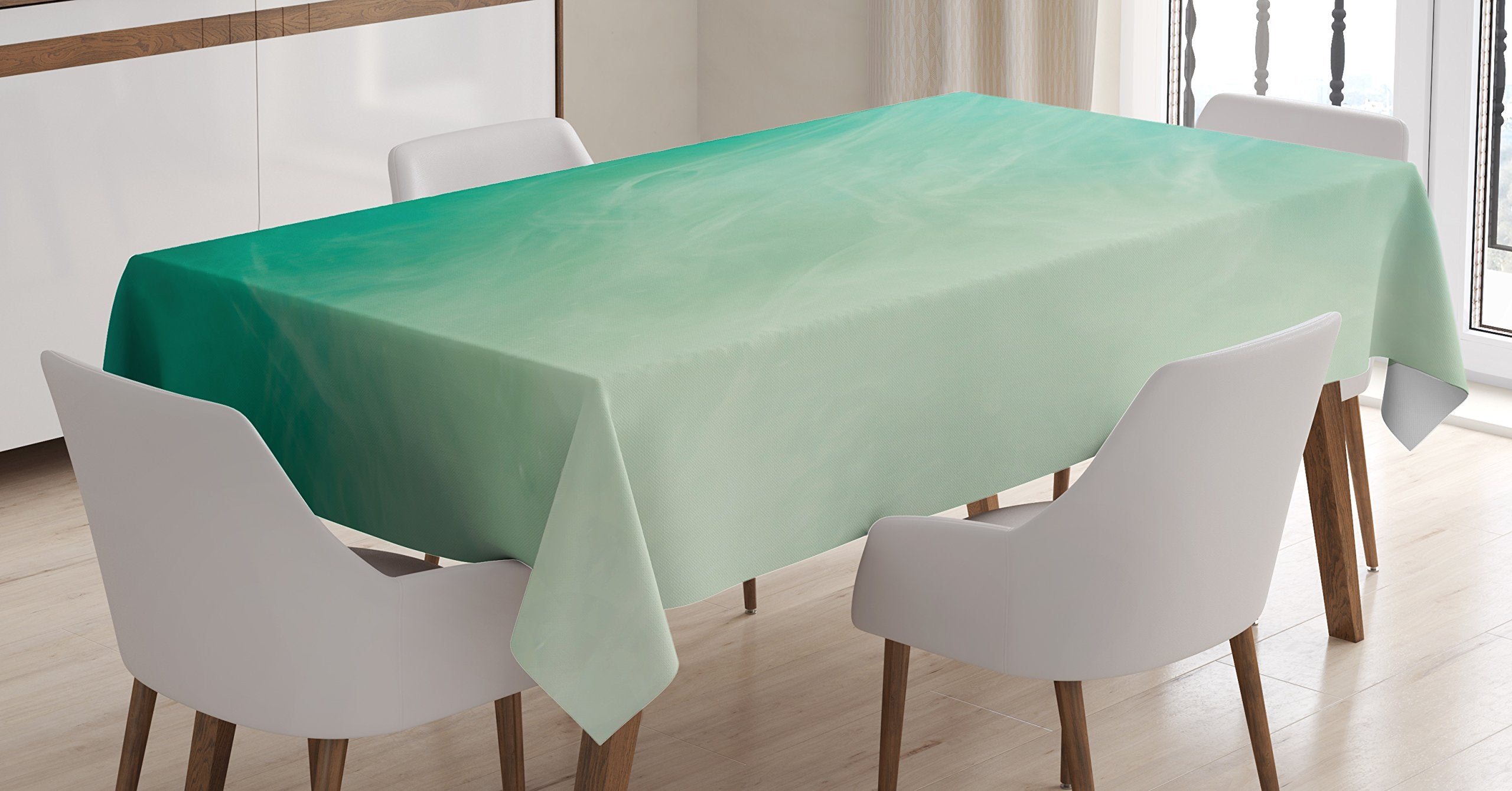 Lunarable Aqua Tablecloth, Watercolor Effect Wave Pattern Abstract Underwater Illustration Calming Art, Rectangular Table Cover