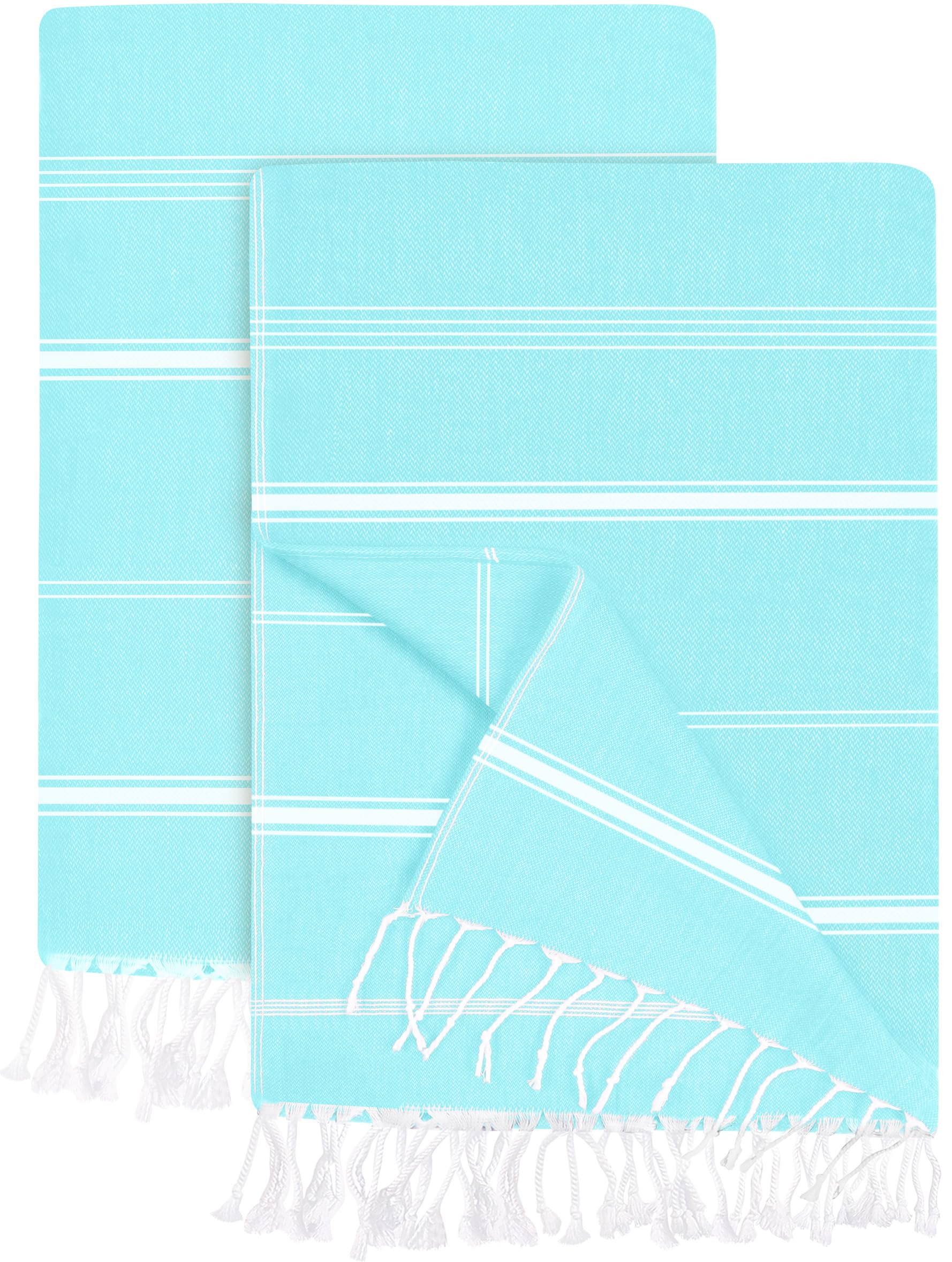 Utopia Towels Pack of 2 Turkish Beach Towel (40x72 Inches)  Oversized 100% Cotton Sand Free Lightweight Absorbent Quick-Dry Beach Blanket  Extra Large Turkish Bath Towels for Travel and Pool (Aqua)