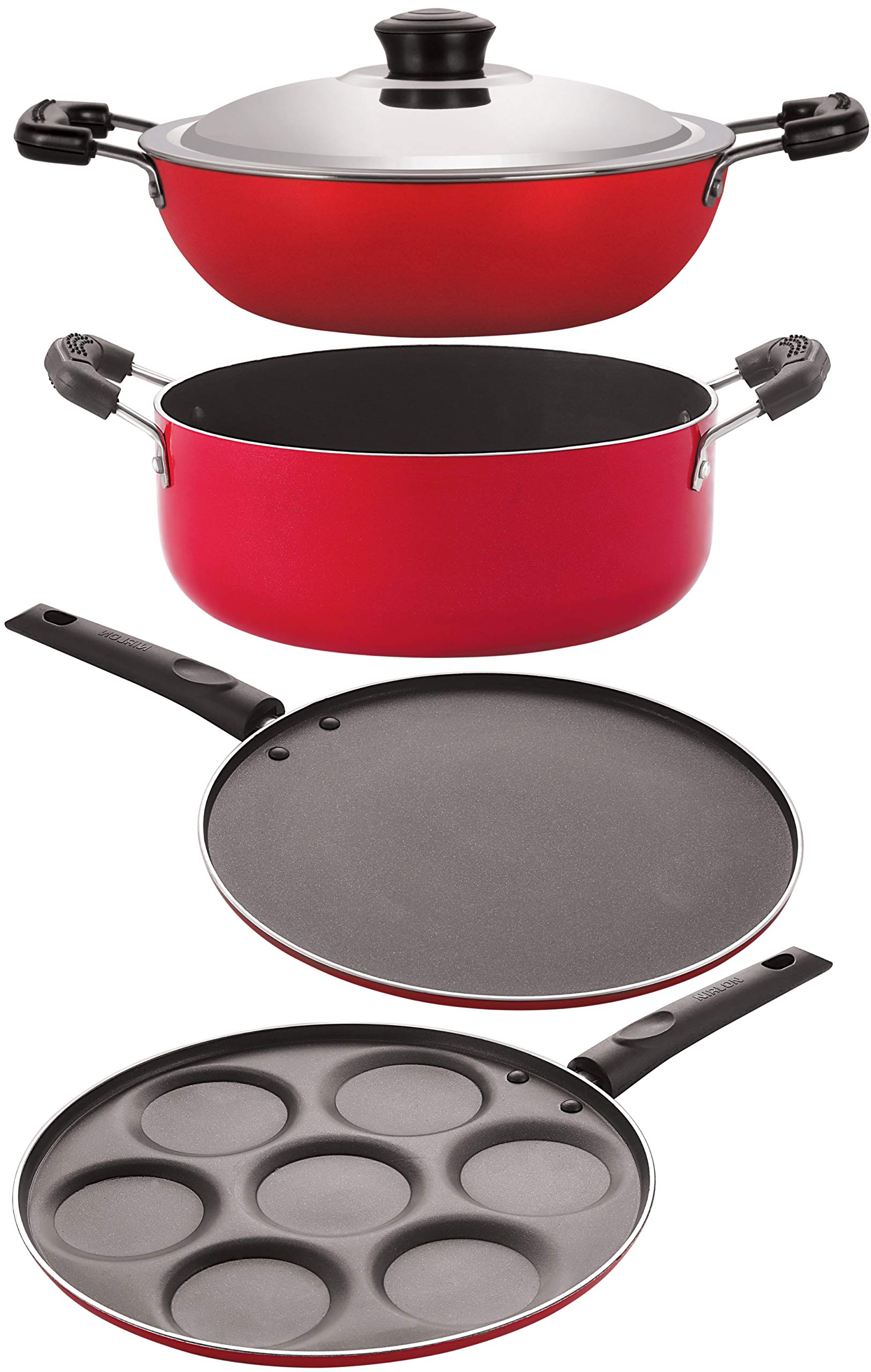 Nirlon Non Stick Aluminium Cookware Set Of 4Pices (Dkd(B)_Up7_St11_Cs24)