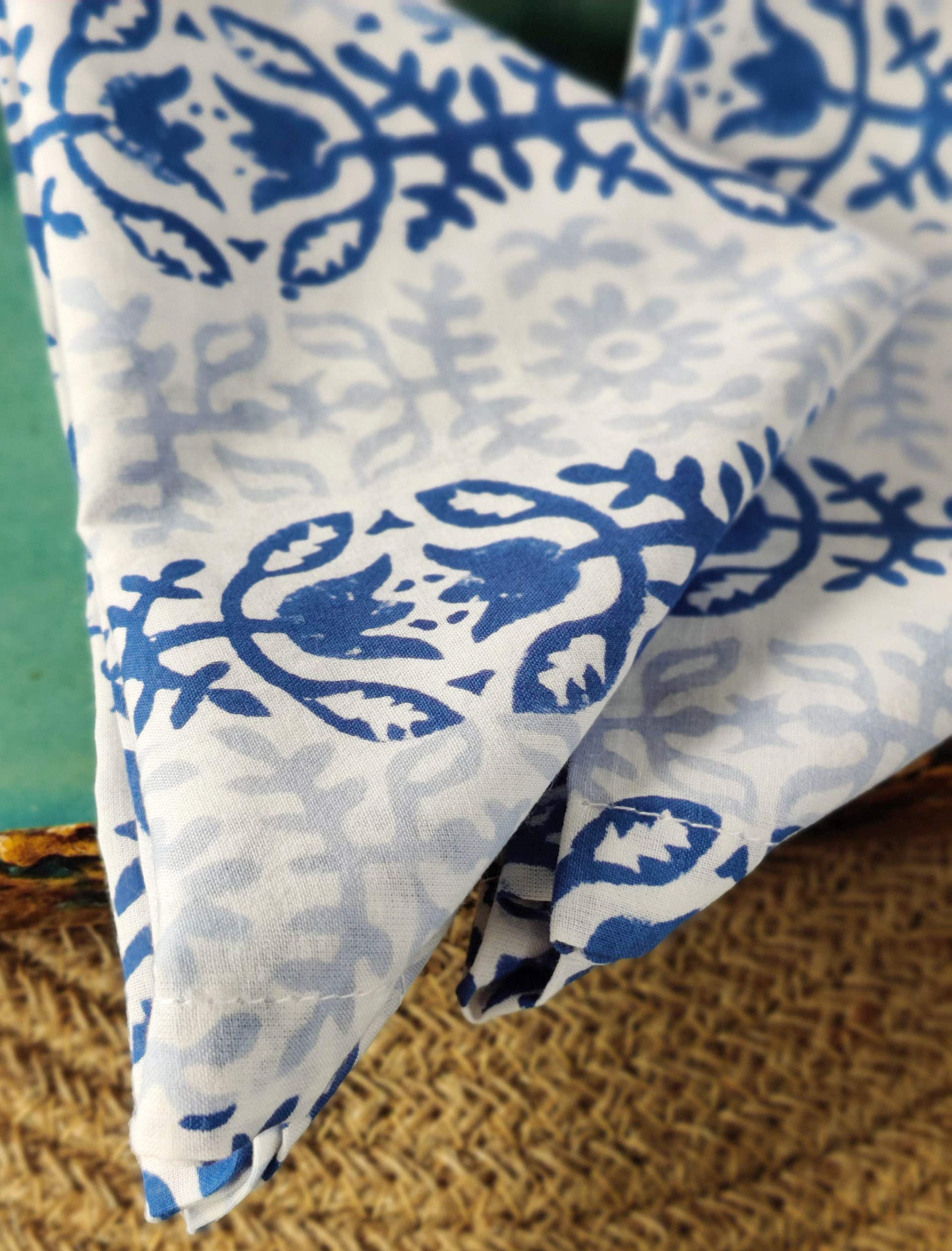 Cotton Dinner Napkins 18X18 Inches - Washable Cloth Napkins Set Of 6 - Everyday Use Or Dinner Party And Events - White Blue Ligh