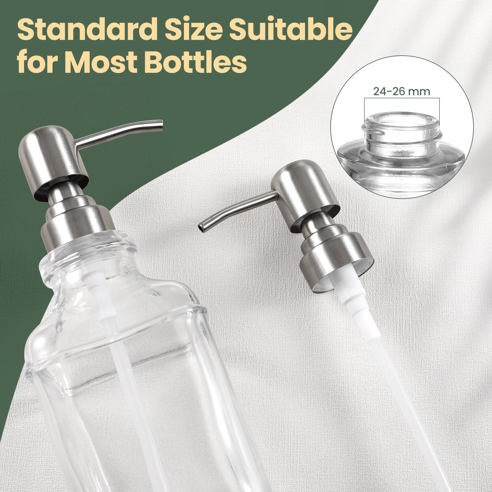 Soap Dispenser Pump Replacement, 4Pcs Stainless Steel Soap Pump Replacement Head, Reusable Metal Hand Soap Dispenser Top For Lot