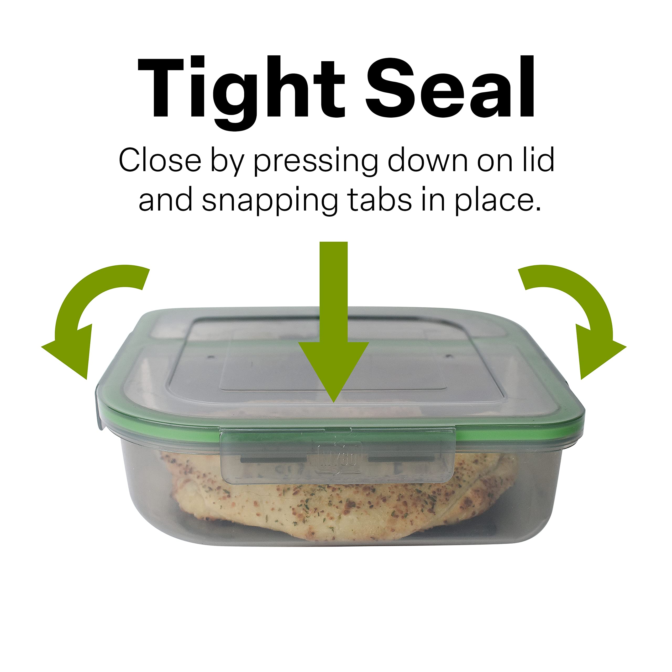 Mygo Container Large To-Go Single Compartment Container, 9''X 9'' X 2-1/2'', Reusable, Microwave Safe, Nsf Certified, Smoke/Gree