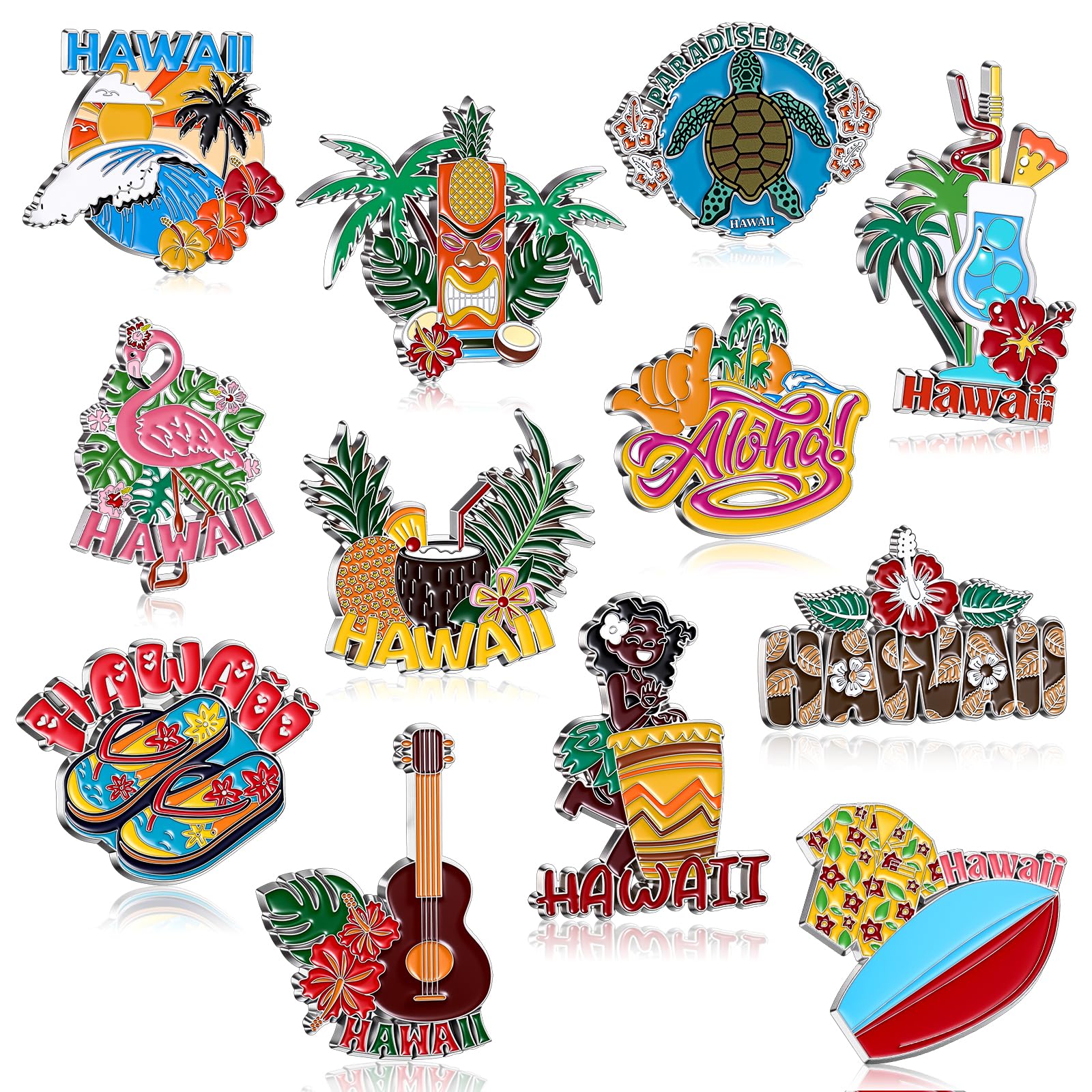 Konohan 12 Pcs Hawaii Magnets for Refrigerator Metal NYC Fridge Magnet Magnetic New York Souvenirs Gifts USA Magnetic Ny City Re