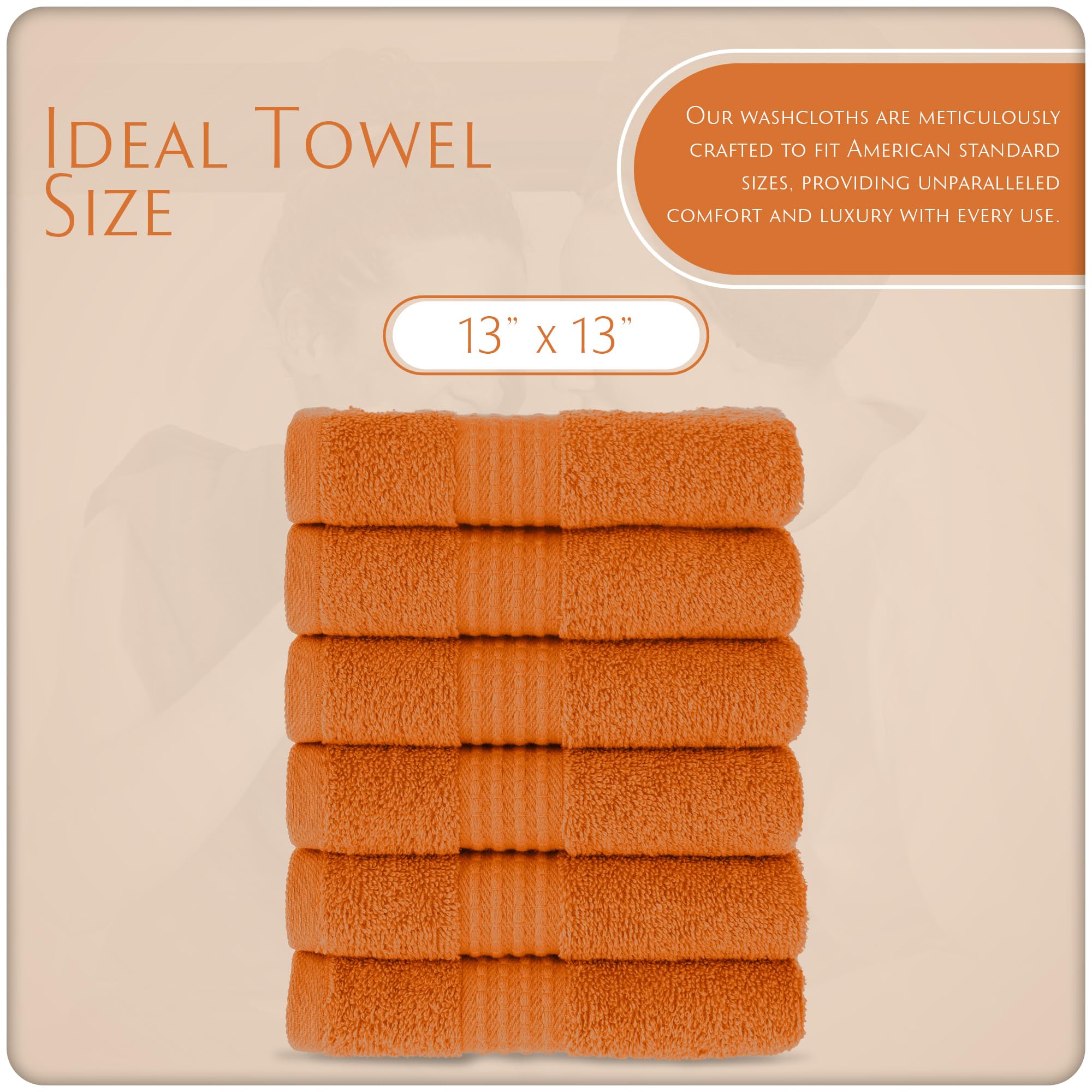 Maura Basics Turkish Cotton Washcloth Towel Set High Performance Bathroom Essentials With Hanging Loops, Standard Size 13   X13