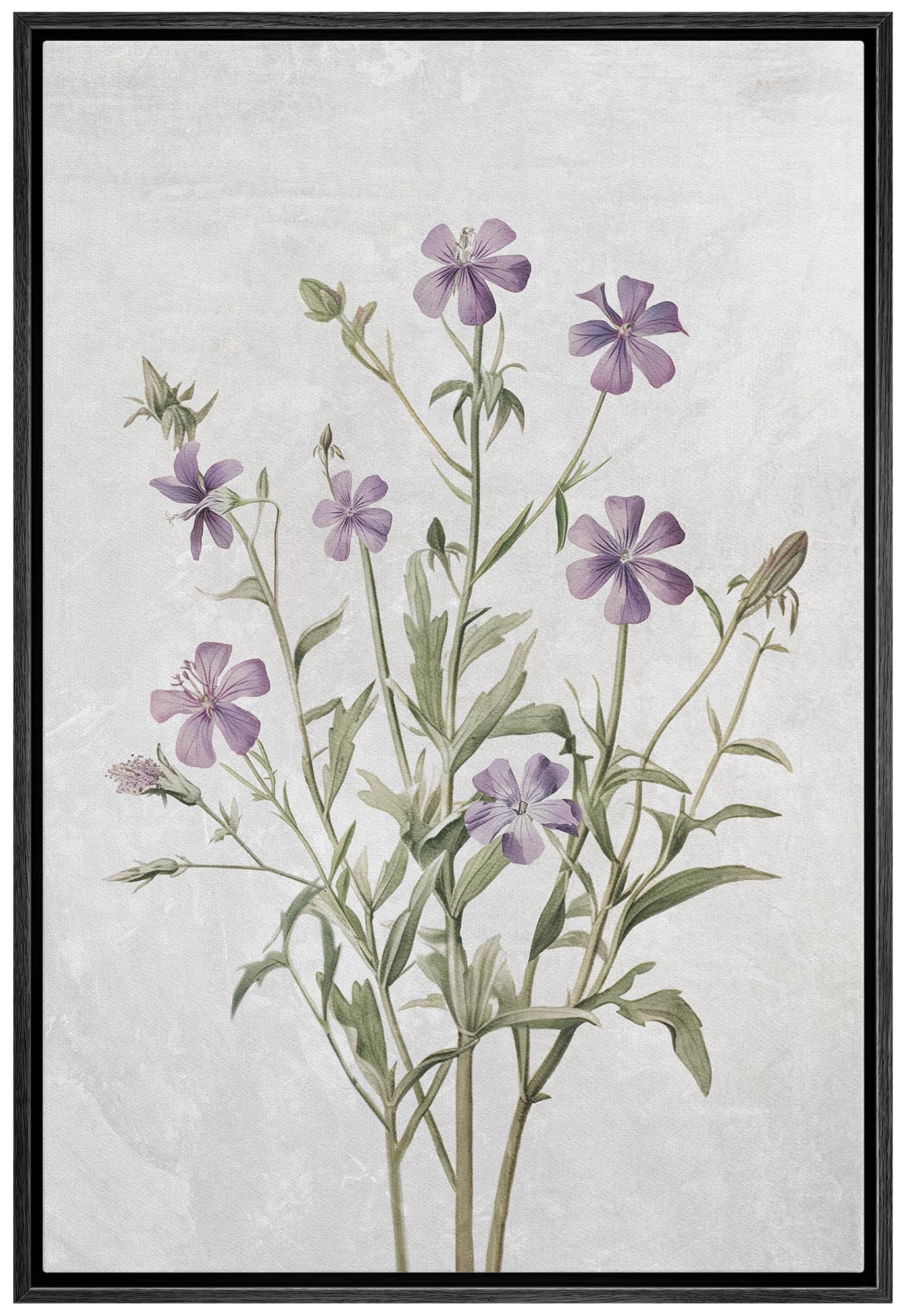 Wall26 Framed Canvas Print Wall Art Purple Watercolor Wildflower Still Life Nature Wilderness Illustrations Modern Art Botanical