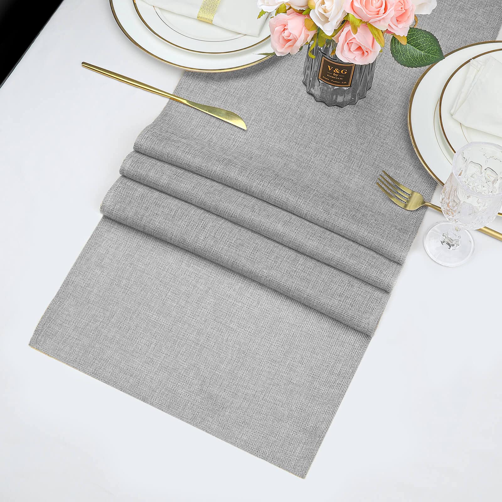 Natural Jute Table Runner Burlap Table Rolls Runner Party Table Chair Sashes Gray Rectangular Rustic Wedding Decoration 12X84Inc