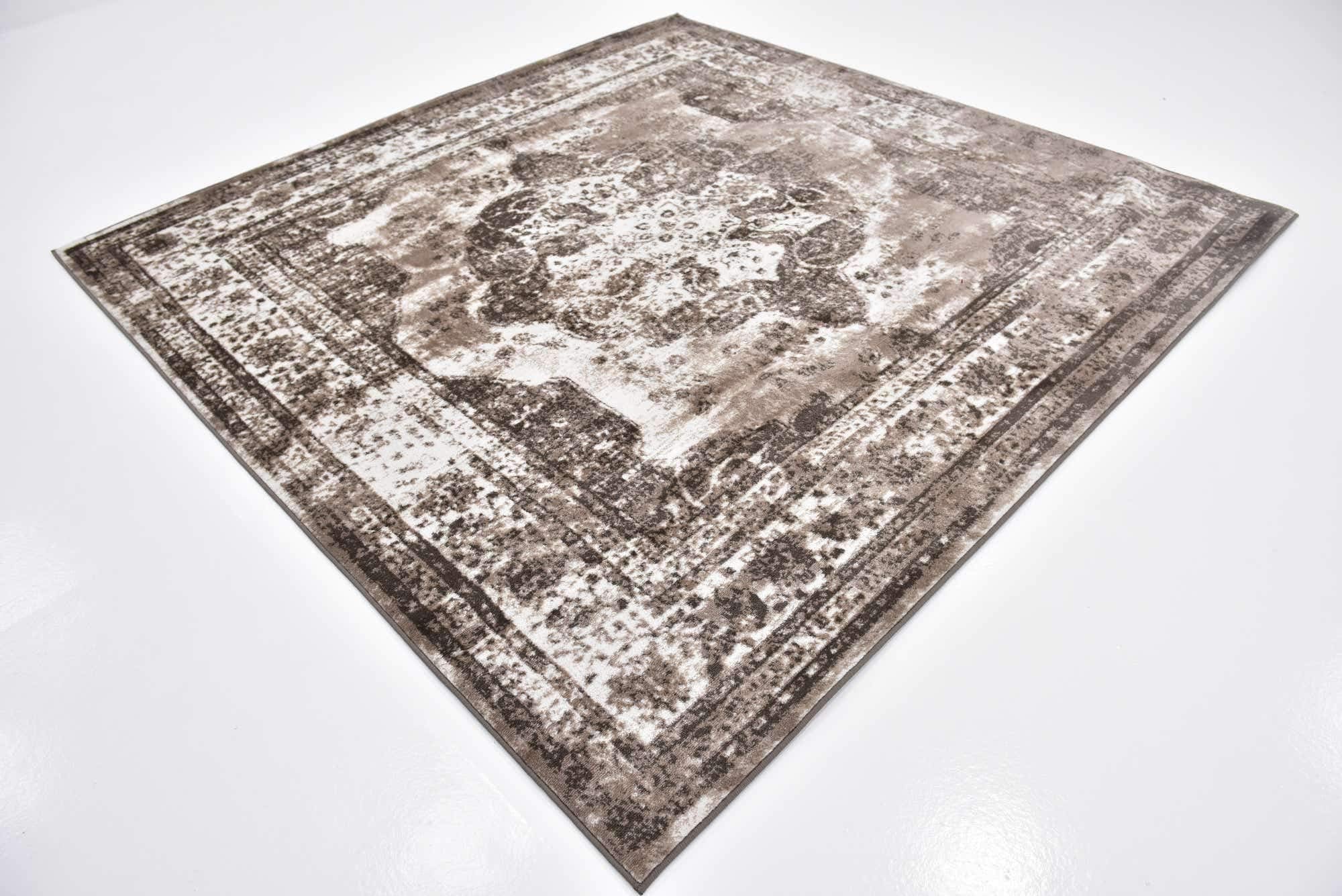 Unique Loom Sofia Collection Area Rug - Salle Garnier (7 10 Square, Light Brown/ Brown)