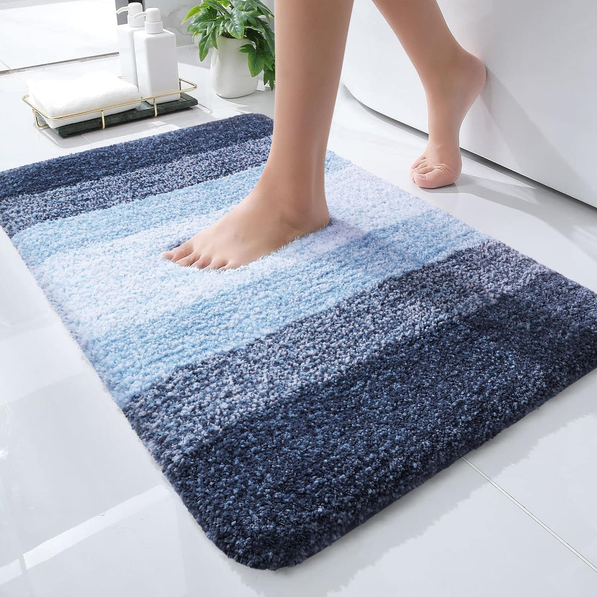 Olanly Luxury Bathroom Rug Mat 30X20, Extra Soft And Absorbent Microfiber Bath Rugs, Non-Slip Plush Shaggy Bath Carpet, Machine