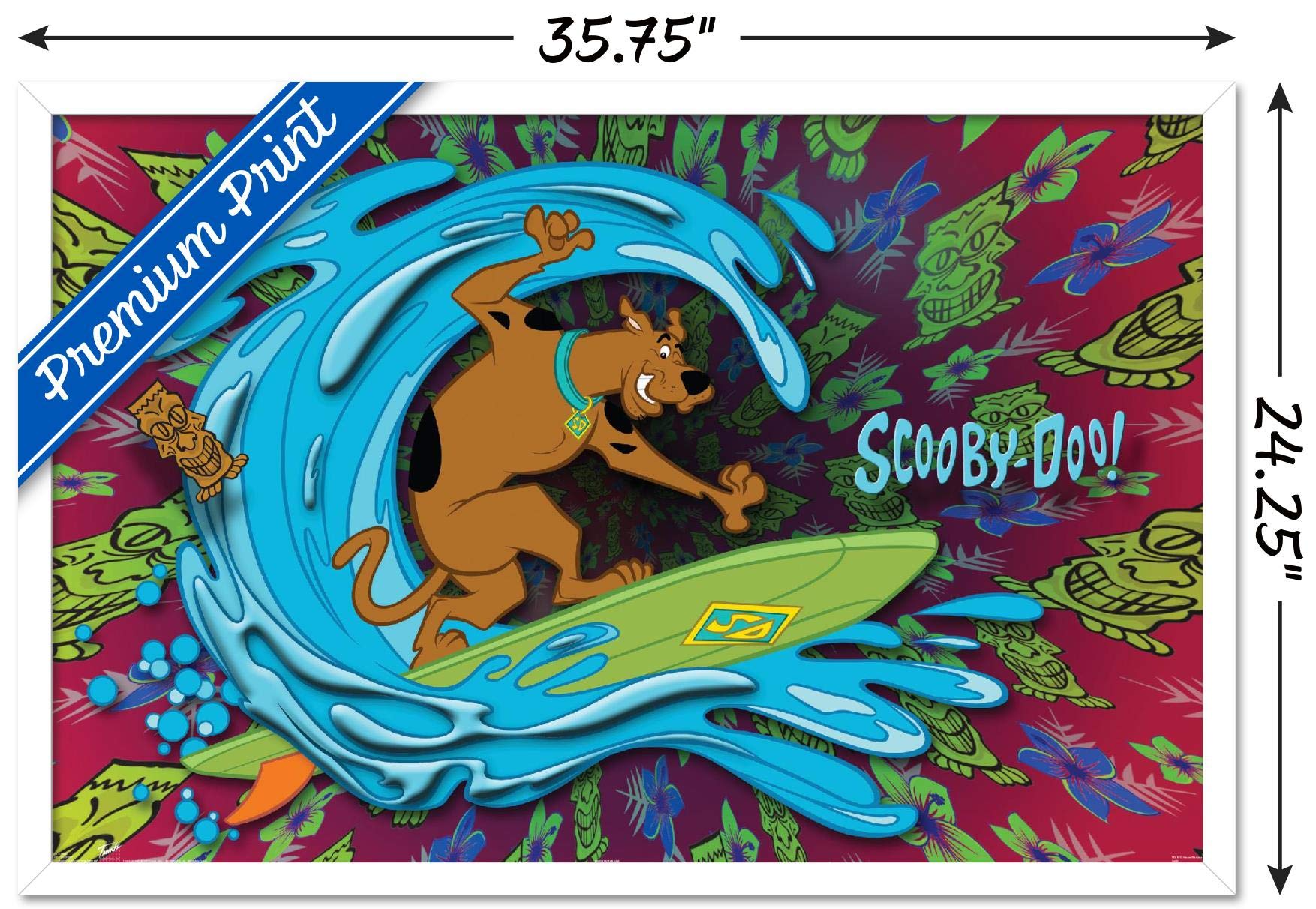 Trends International Scooby-Doo - Surf Wall Poster, 22.375'' X 34'', White Framed Version