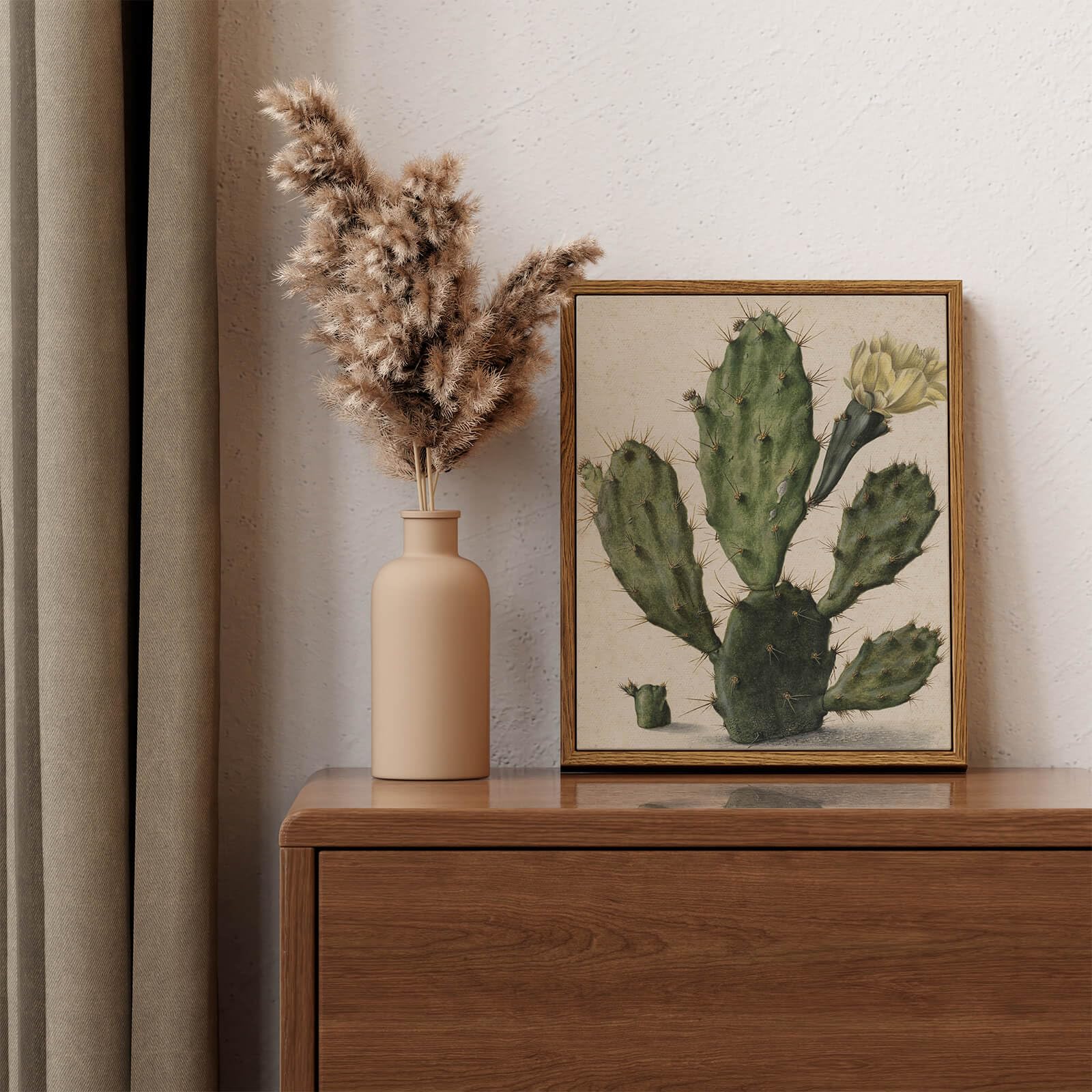 Arpeotcy Vintage Framed Cactus Wall Art, Botanical Floral Art Home Farmhouse Country Decor, Canvas Prints Art, Rustic Kitchen St