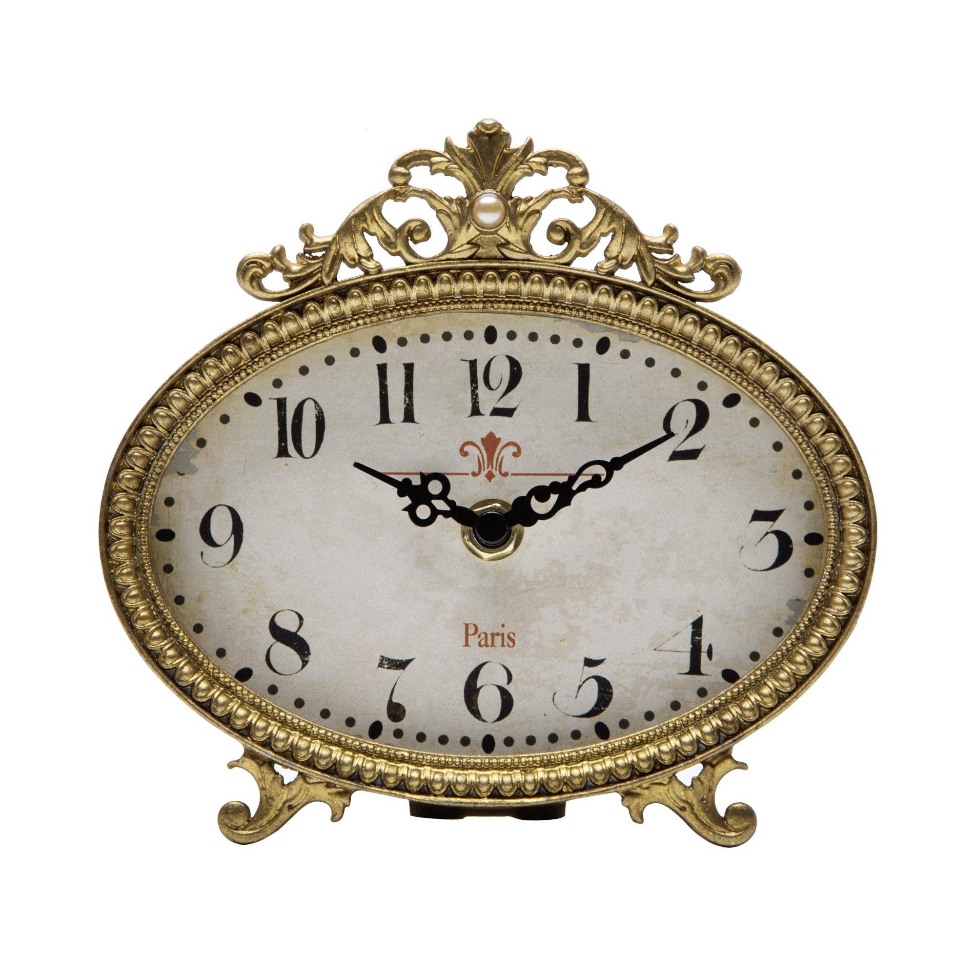 NIKKY HOME Vintage Table Clock, French Turquoise Color Rococo Style Desk Clock Battery Operated Rustic Design, Home D  cor for L