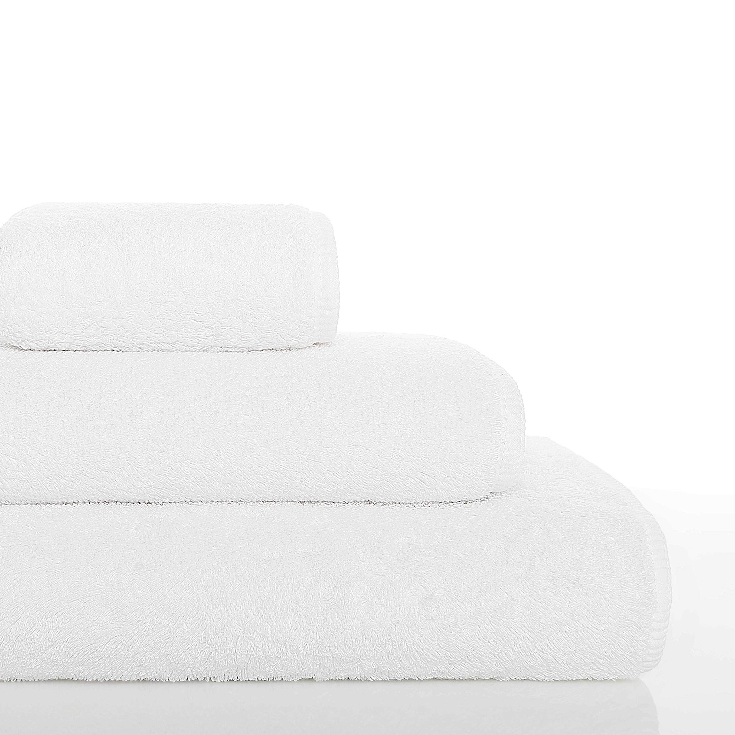 Graccioza Long Double Loop Towels Hand Towel (18'' X 30'', White), 100% Egyptian Cotton 700 Gsm - Elegant, Soft Body And Face To