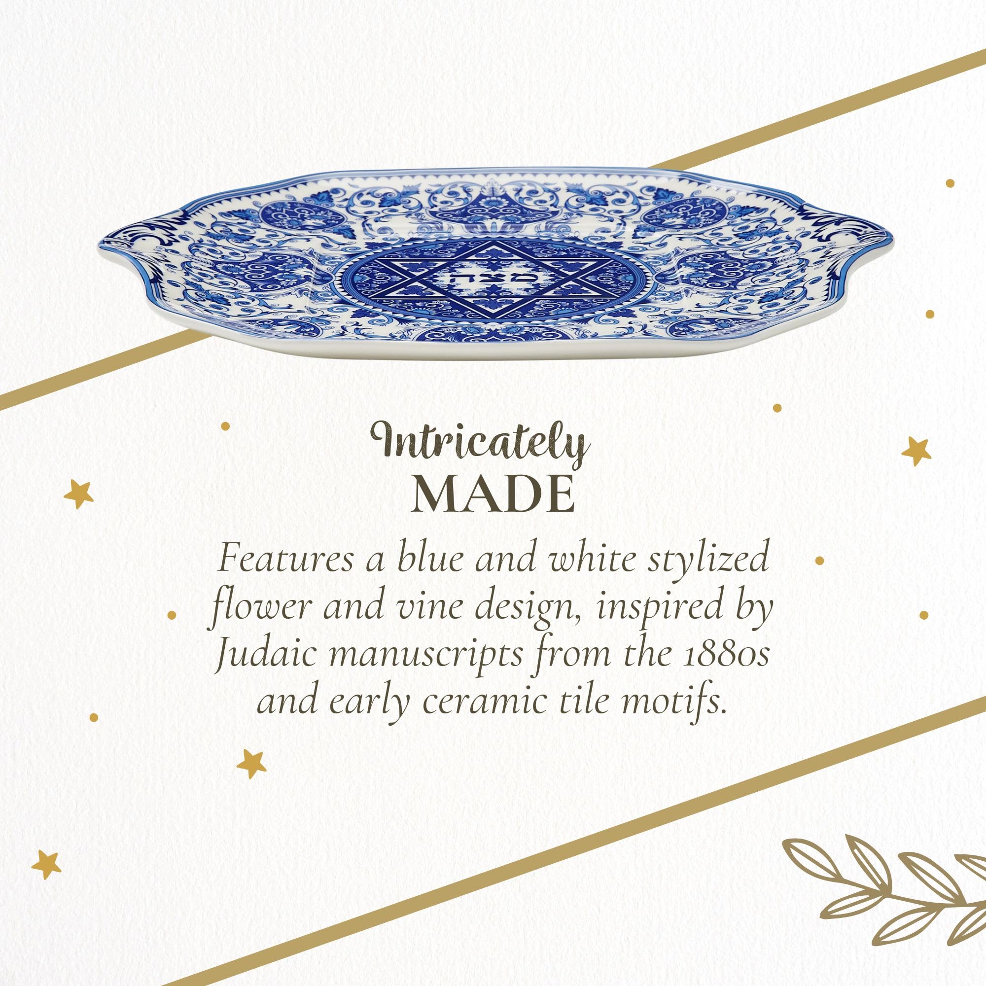 Spode Judaica Matzoh Plate  11.5 inch Platter for Matza  Made of Fine Porcelain  Dishwasher Safe