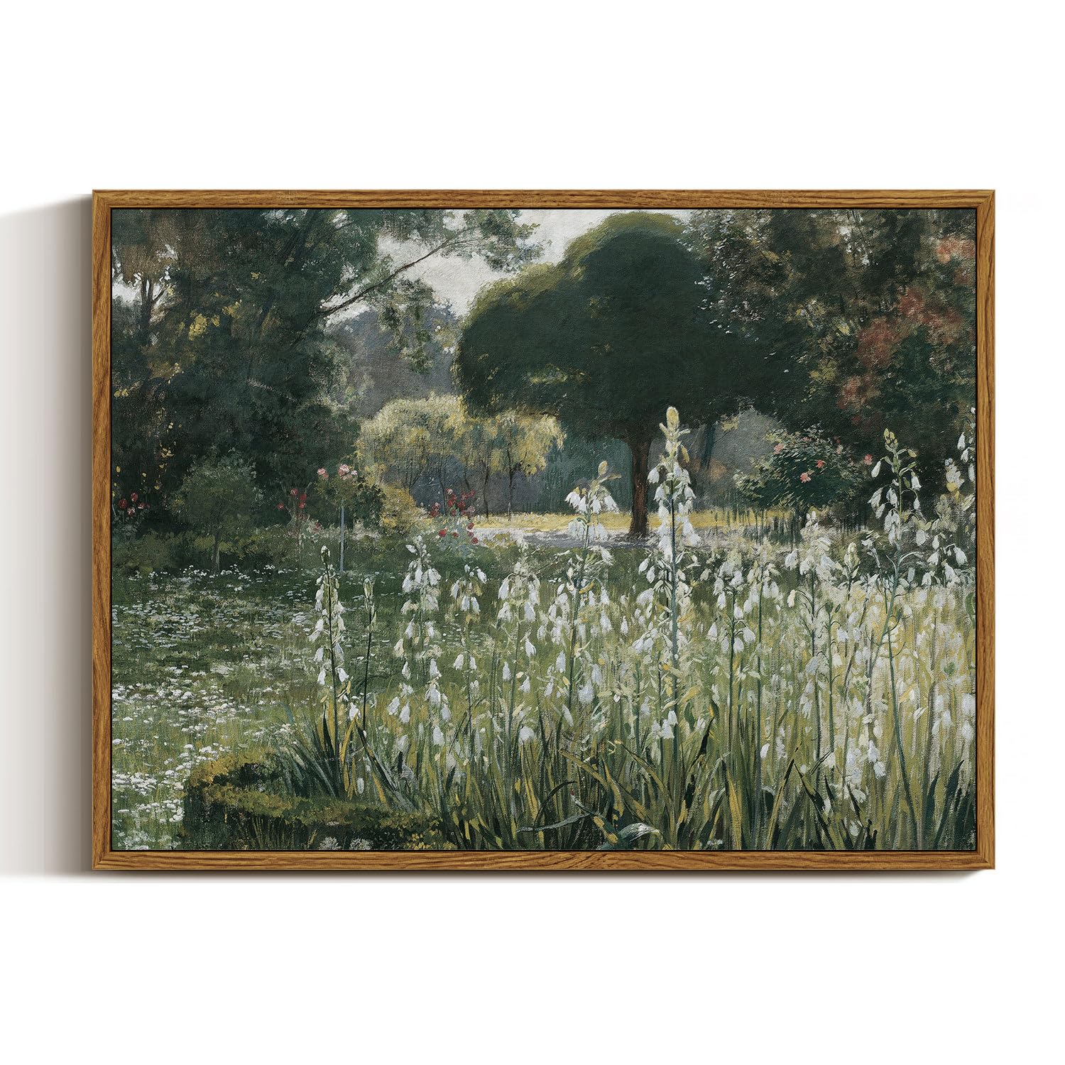 Insimsea Framed Canvas Wall Art Vintage Decor, Landscape Wall Art, Summer Hyacinths Vintage Paintings Prints, Flower Pictures Fo