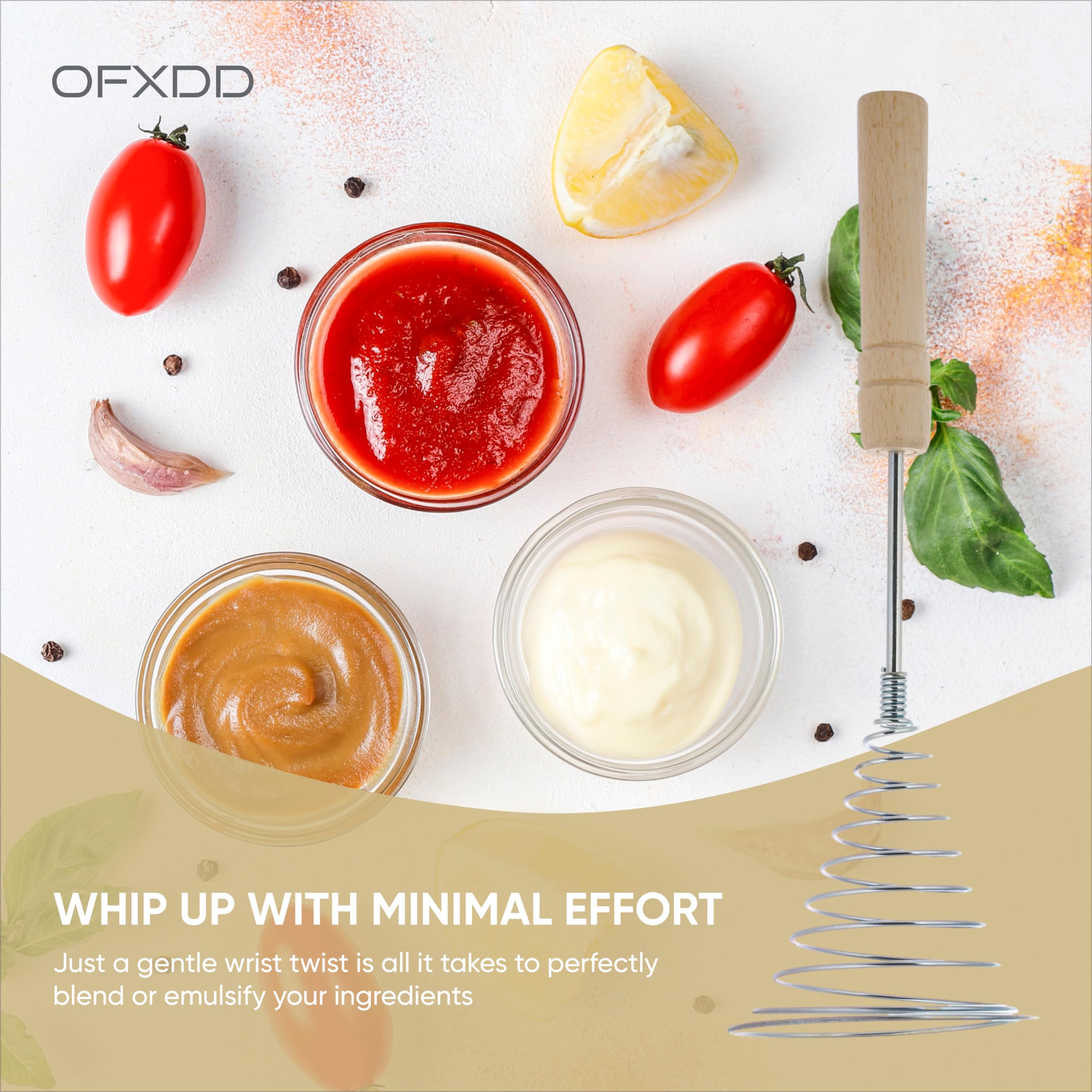 Stainless Steel Spring Coil Whisk 1 Pcs - Wire Whip Egg Whisk With Wooden Long Handle - Heavy Duty Whisks For Cooking