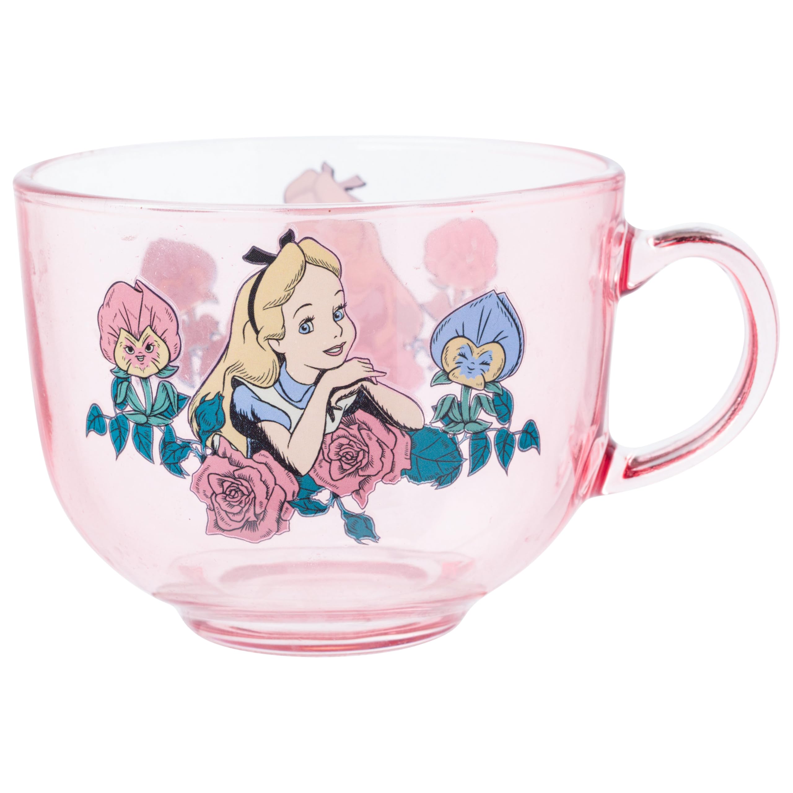 Silver Buffalo Disney Alice in Wonderland Teacup Glass Coffee Mug, 16 Ounces