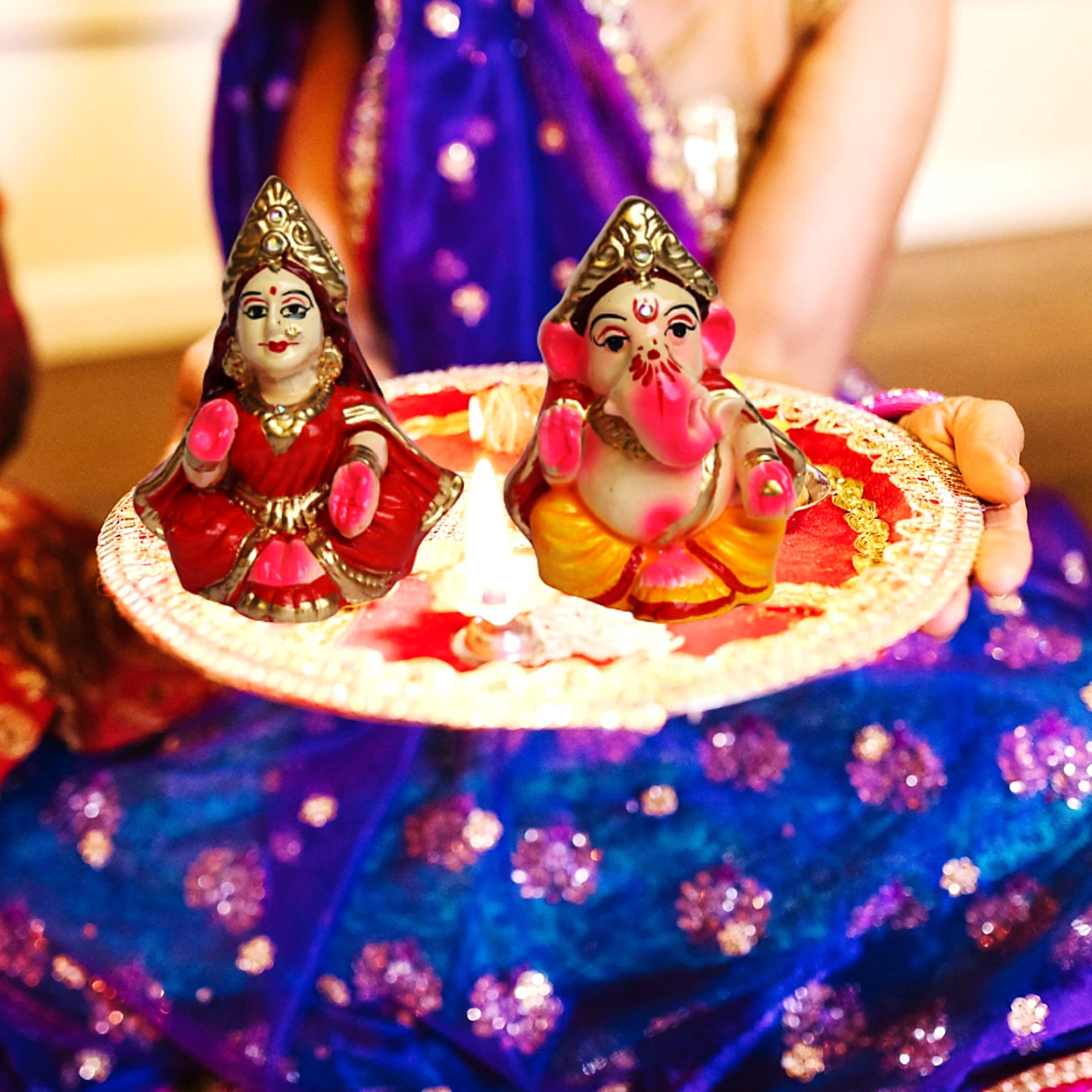 Berrycrave Small Laxmi Ganesh Murti For Diwali Puja Lakshmi Ganapati Murti For Home Office Diwali Puja Religious God | Handmade