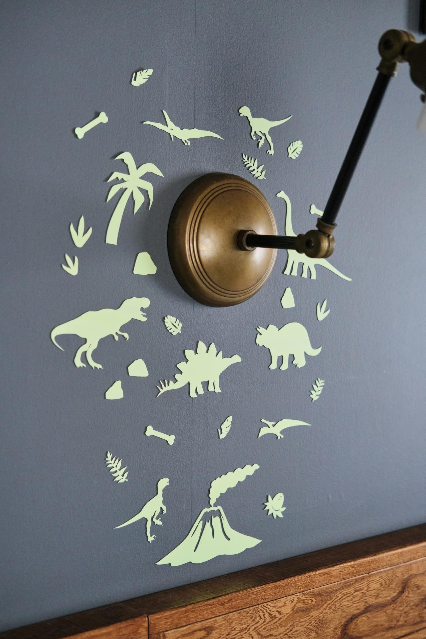 Gloplay Dino Series (30Pcs/Pack), Glow In The Dark Educational Wall Stickers, The Eco-Friendly And Brightest Wall Stickers For C