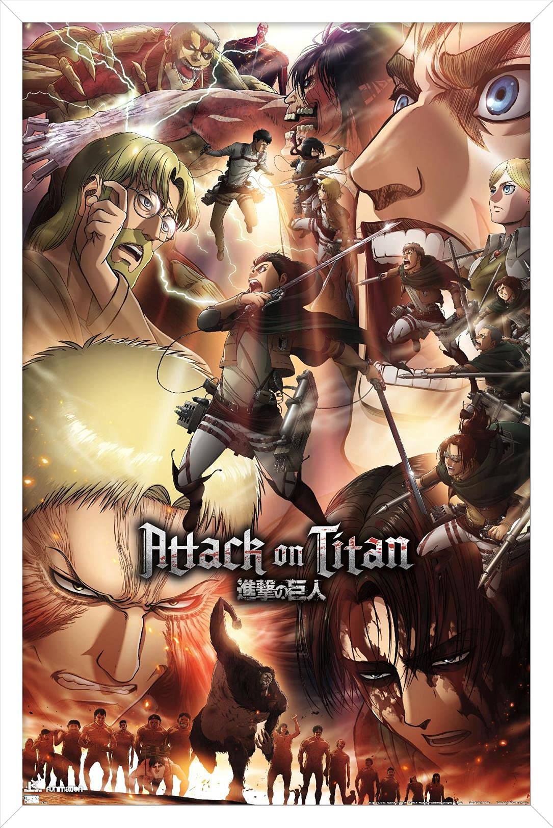 Trends International Attack On Titan: Season 3 - Key Art Wall Poster, 22.37'' X 34.00'', White Framed Version