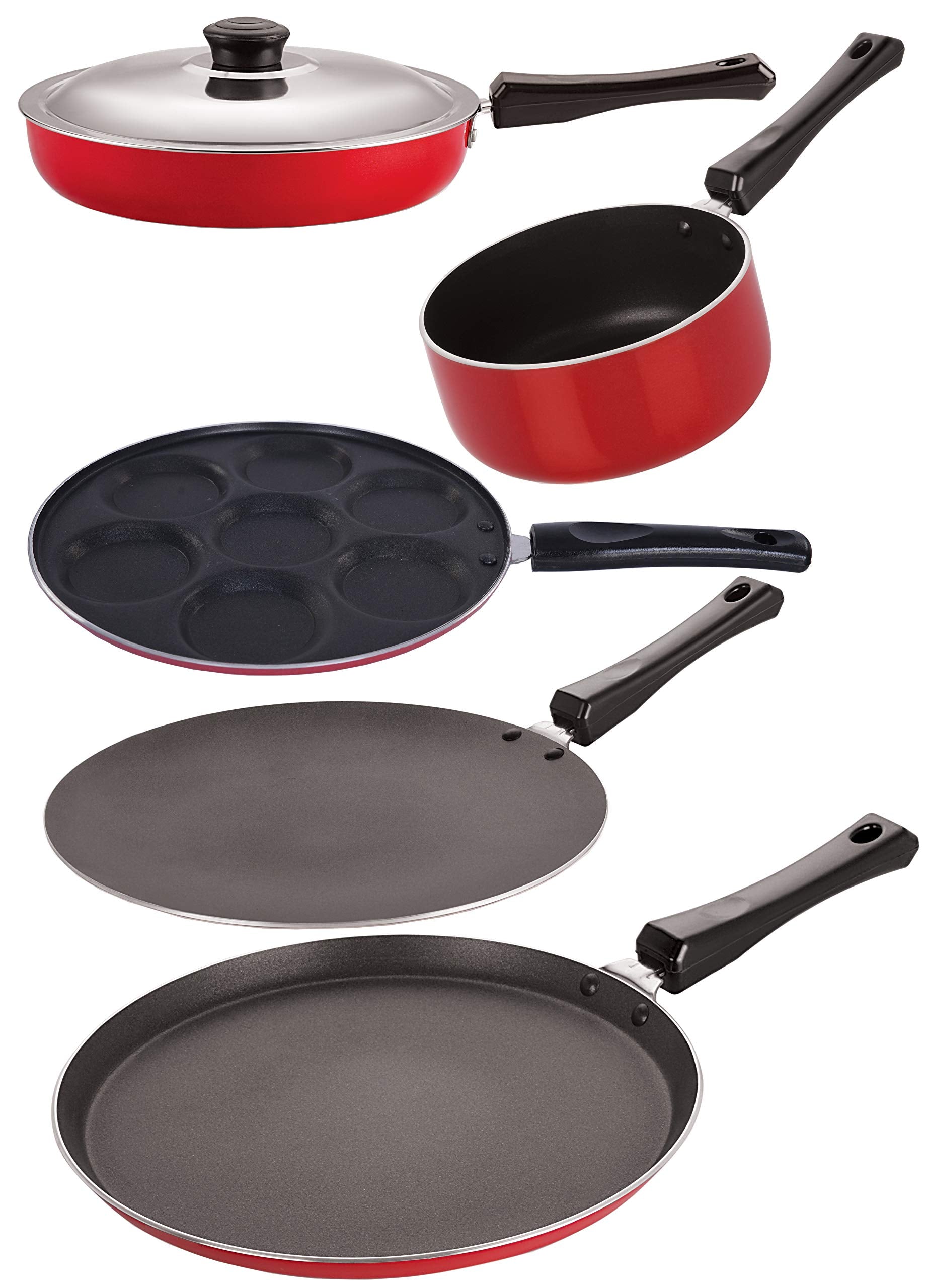 Nirlon NonStick Flat Base Gas Compatible Cookware Set Offer, 5 Piece
