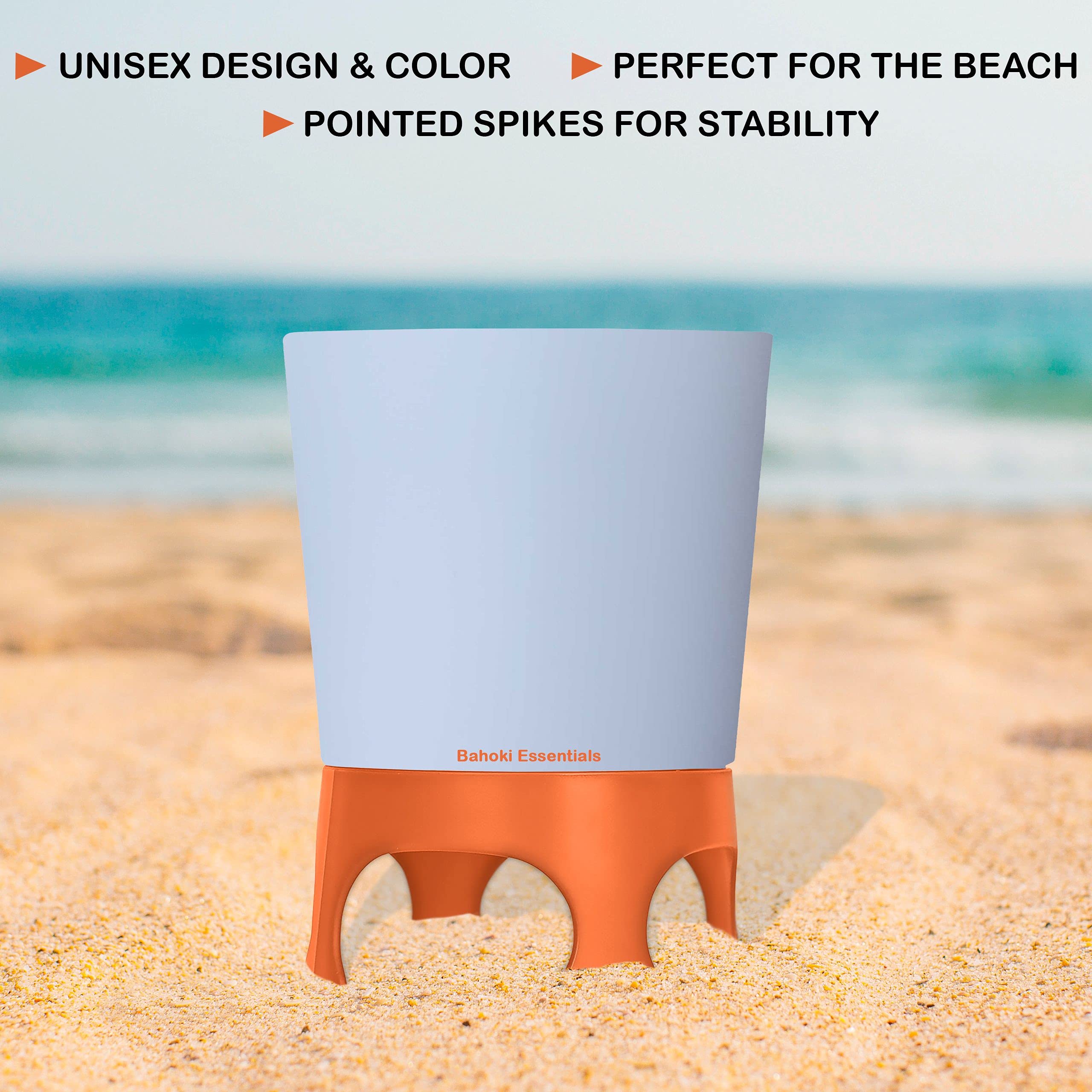 Bahoki Essentials Beach Drink Cup Holder - Sand Coaster For Beverage Bottle And Glass - Perfect To Hold Drinks, Snack, Phone, Ke
