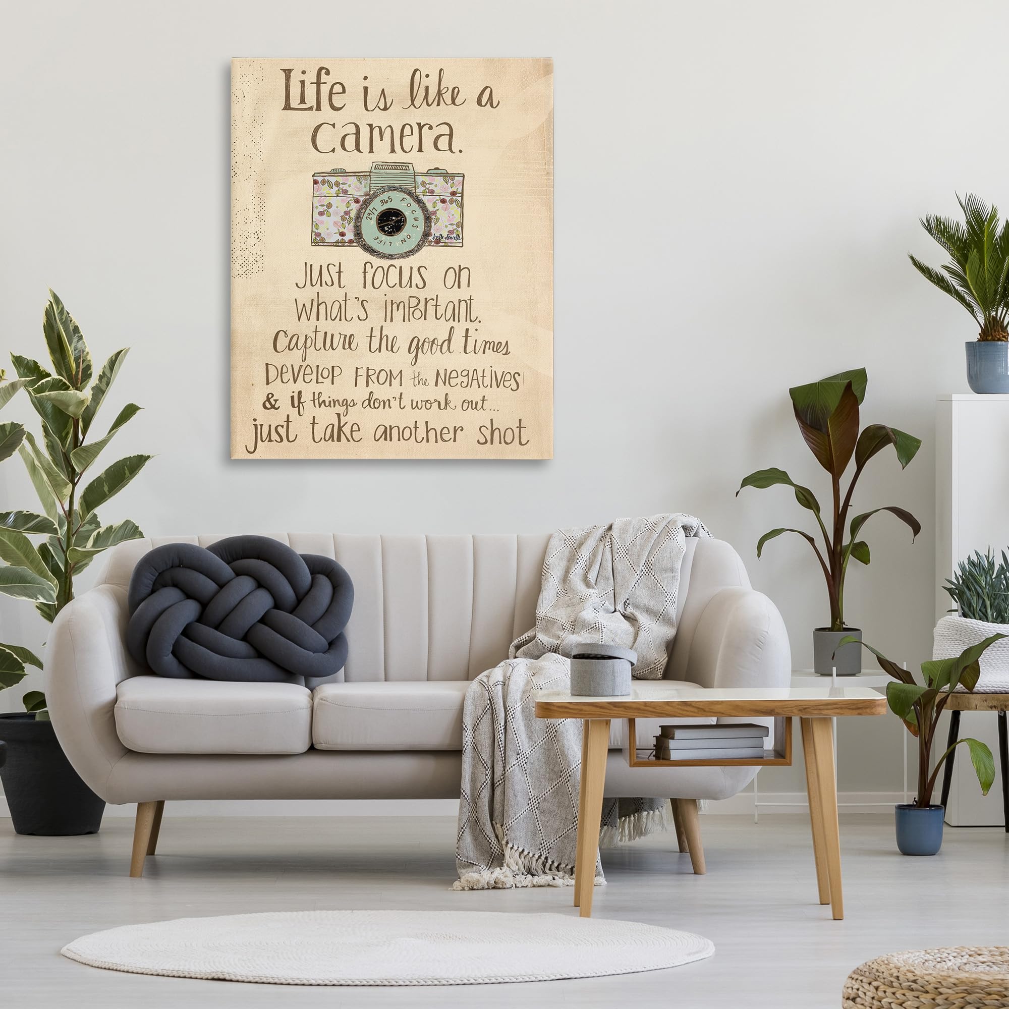 Stupell Industries Life Is Like A Camera Inspirational, Design By Katie Doucette Wall Art, 36 X 48, Brown