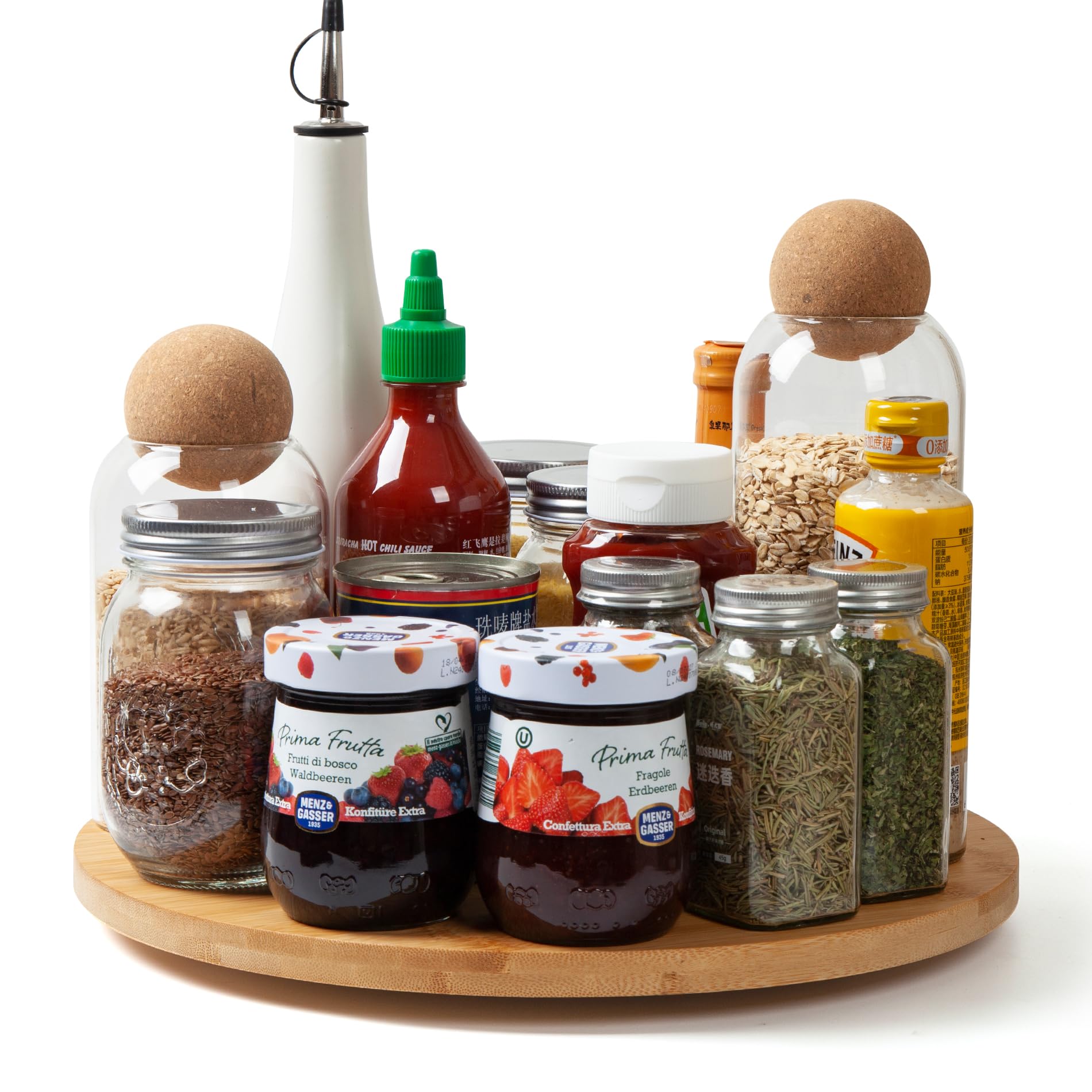 12in Bamboo Lazy Susan Turntable Organizer for Pantry Countertop